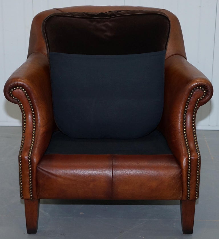 Tetrad John Lewis Blenheim Brown Leather Shell Back Armchair Feather
