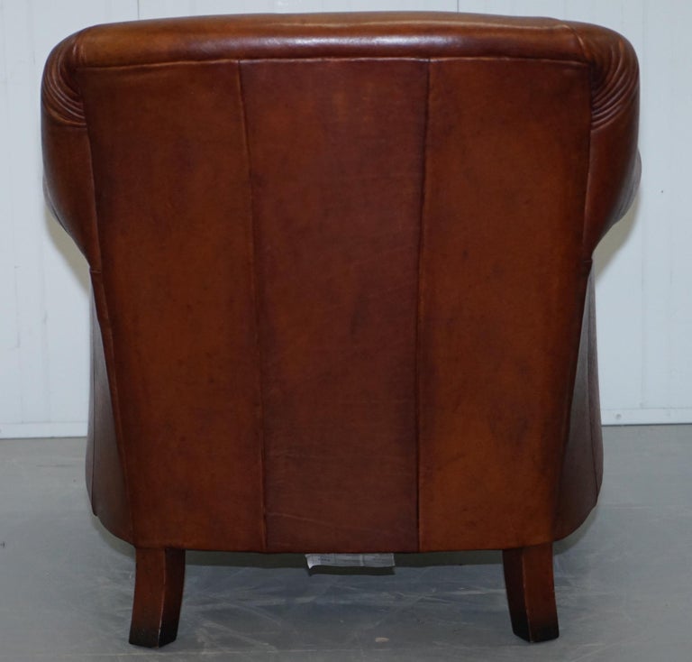 Tetrad John Lewis Blenheim Brown Leather Shell Back Armchair Feather