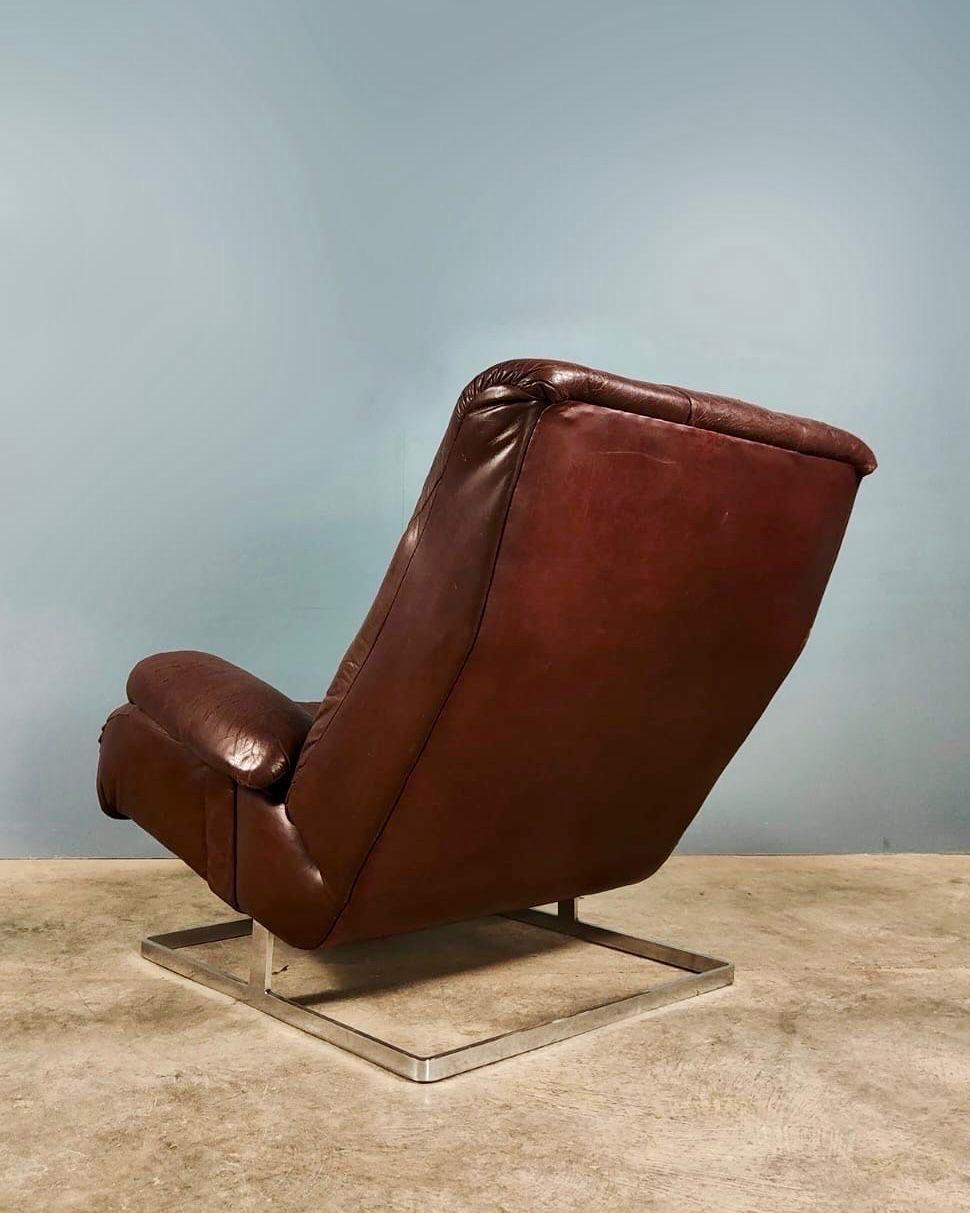 Tetrad Nucleus Brown Armchair Leather Chairs Sofa Mid Century Vintage Retro MCM In Excellent Condition In Cambridge, GB