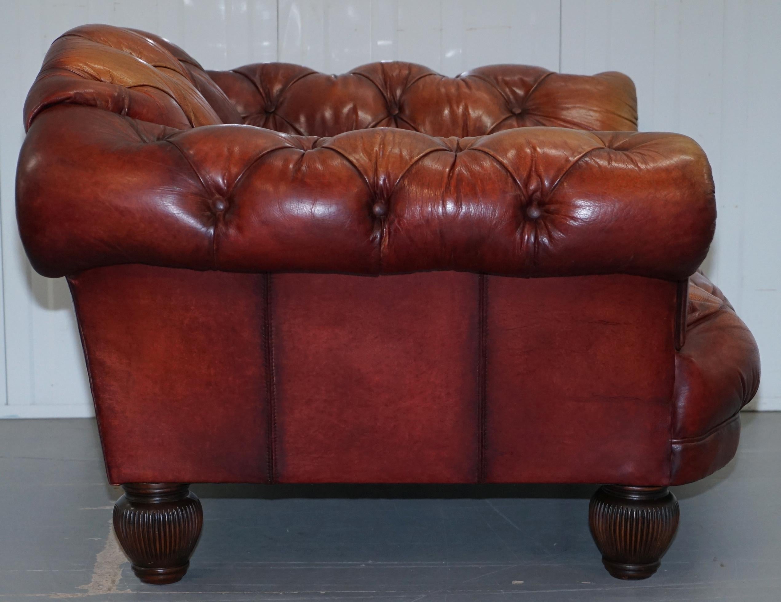 Tetrad Oskar Chesterfield Vintage Brown Leather Armchair Part of Suite 5