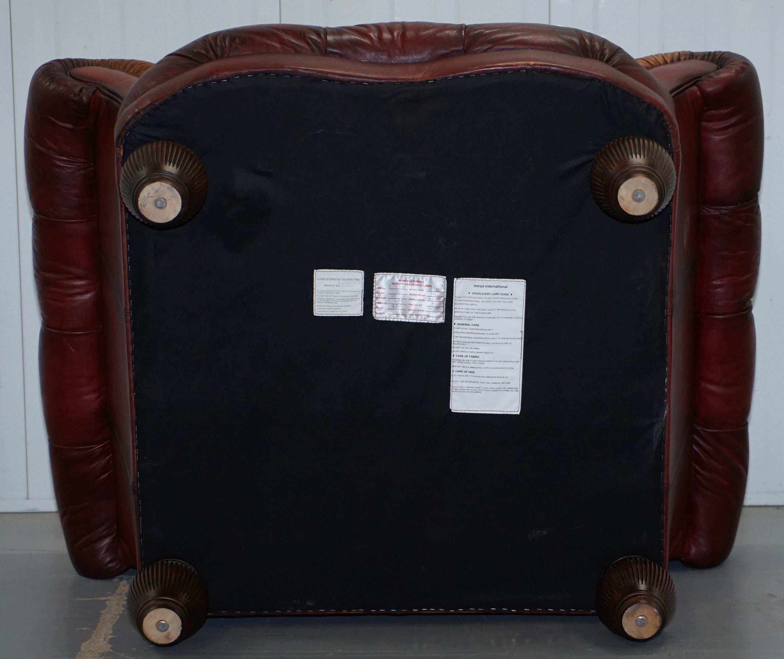 Tetrad Oskar Chesterfield Vintage Brown Leather Armchair Part of Suite 8
