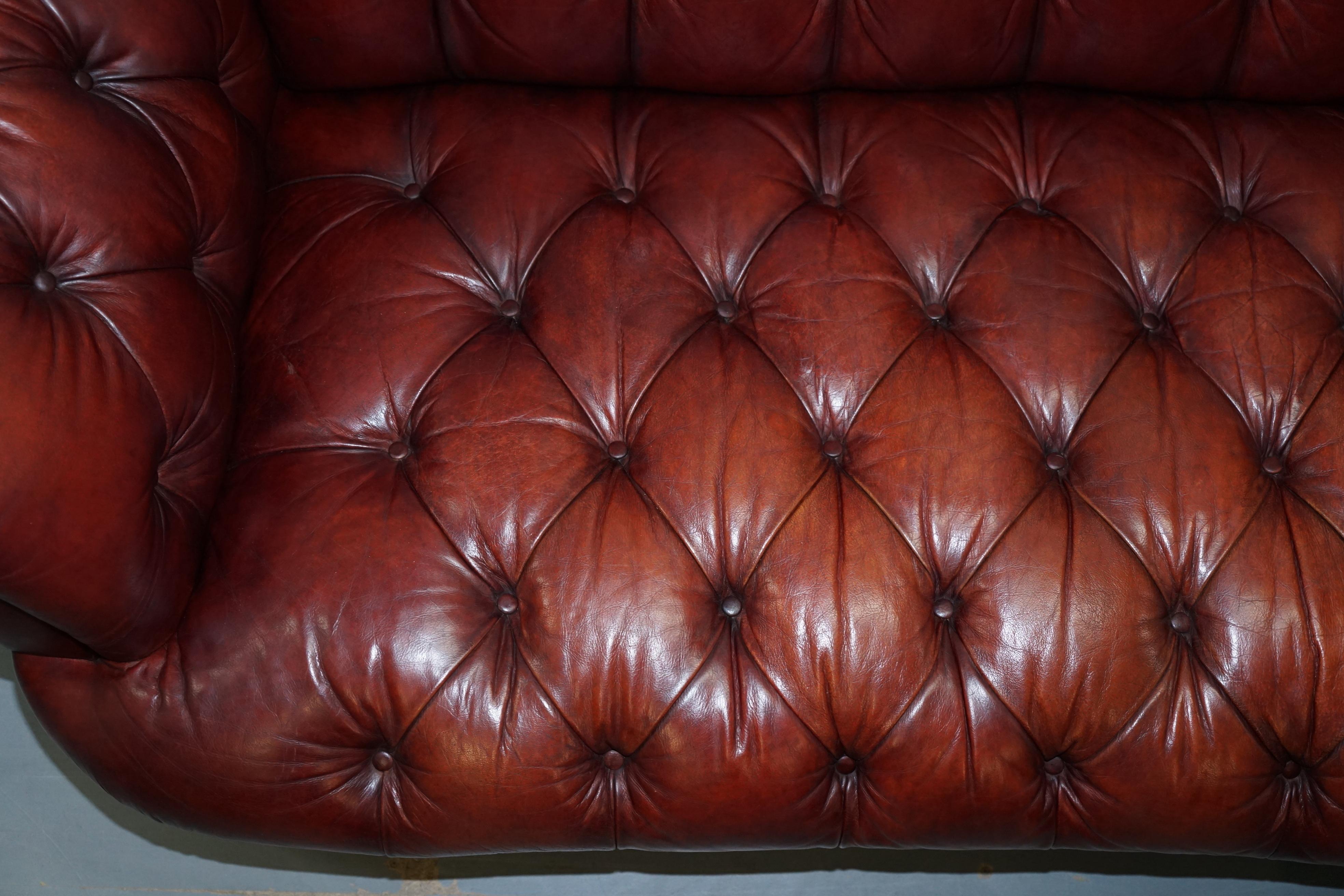 Tetrad Oskar Chesterfield Vintage Brown Leather Sofa Part of a Suite 1