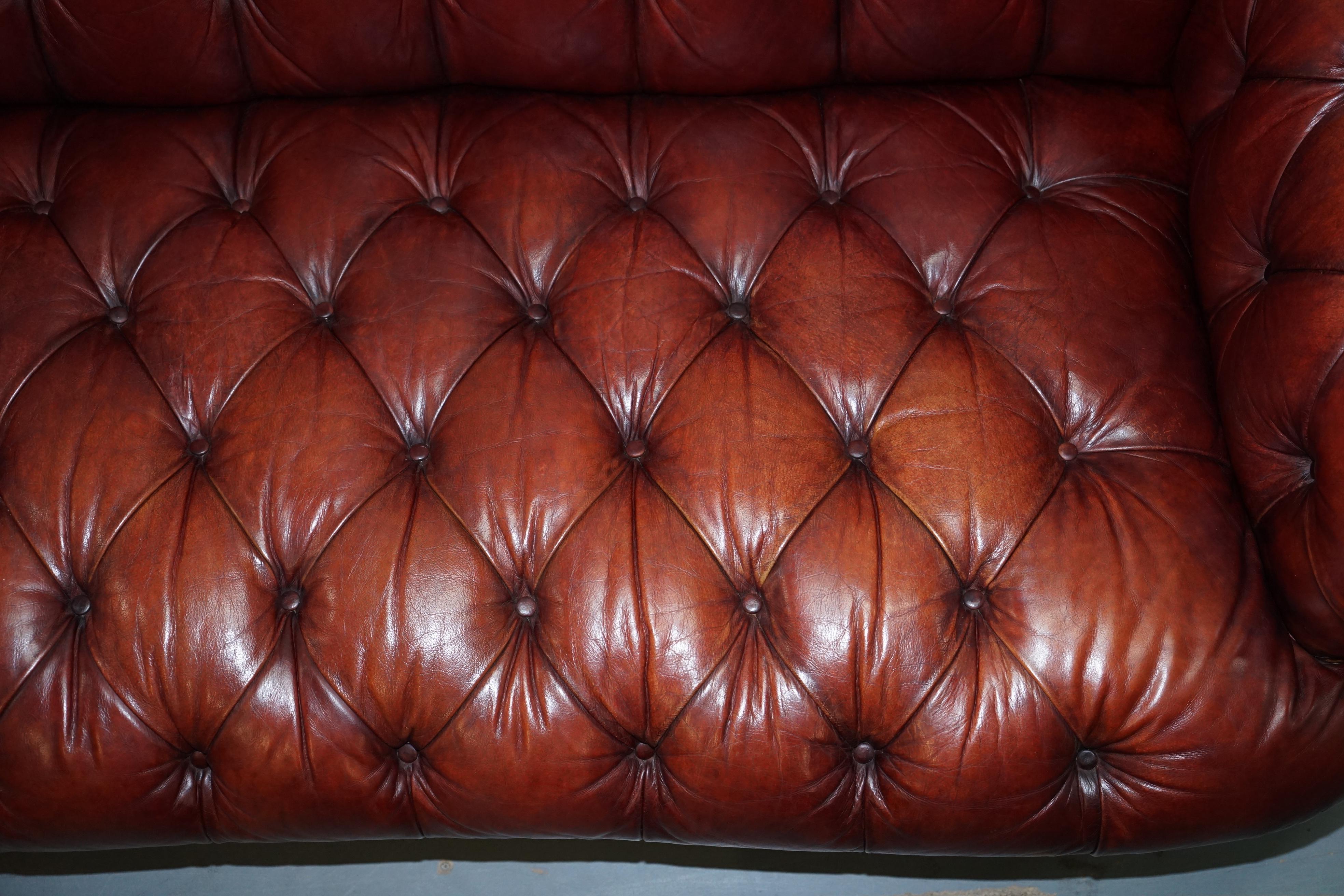 Tetrad Oskar Chesterfield Vintage Brown Leather Sofa Part of a Suite 2