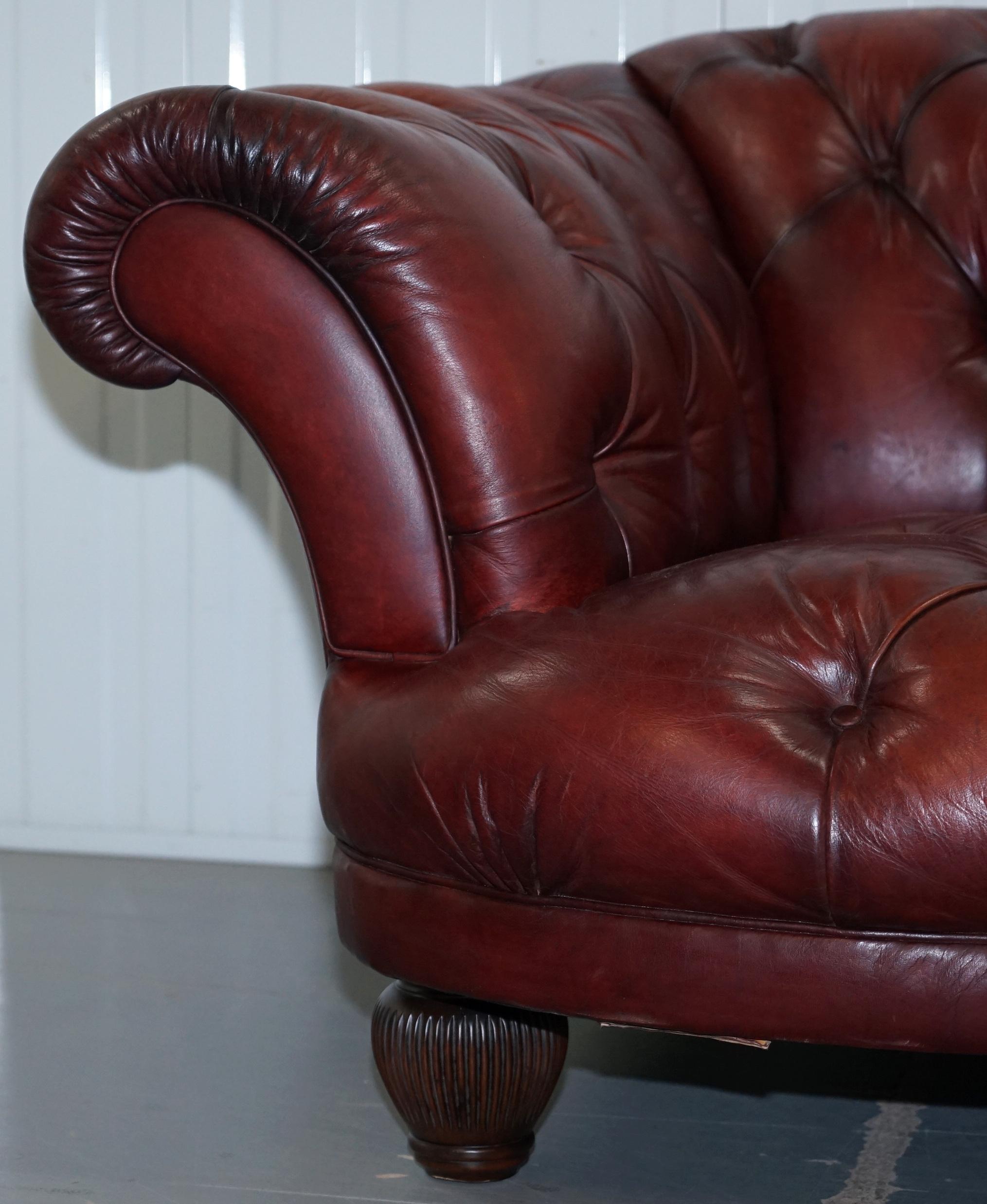 Tetrad Oskar Chesterfield Vintage Brown Leather Sofa Part of a Suite 2