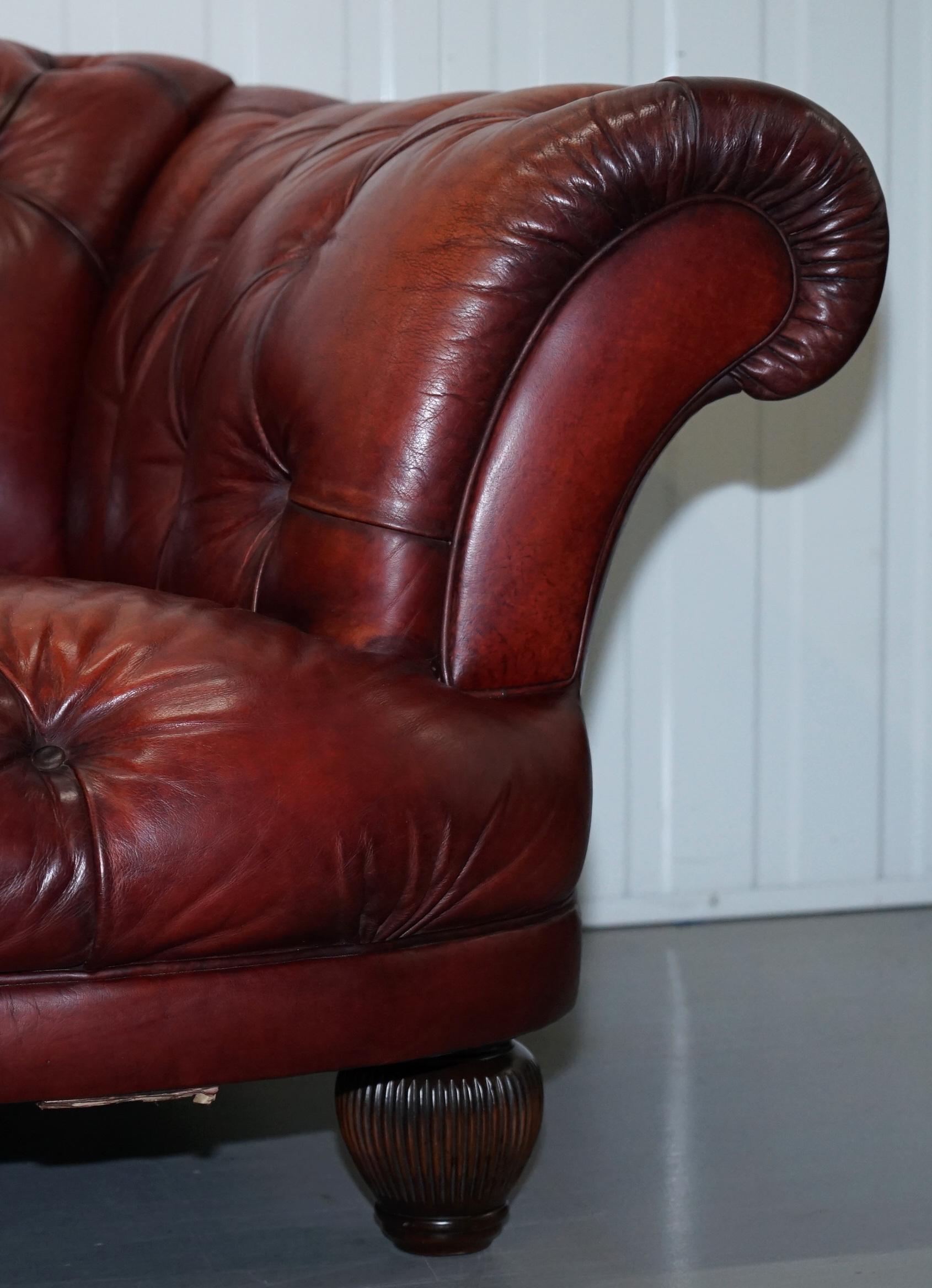 Tetrad Oskar Chesterfield Vintage Brown Leather Sofa Part of a Suite 4