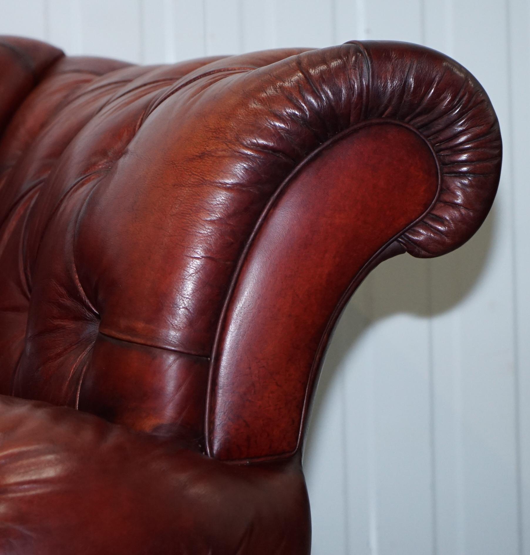 Tetrad Oskar Chesterfield Vintage Brown Leather Sofa Part of a Suite 6
