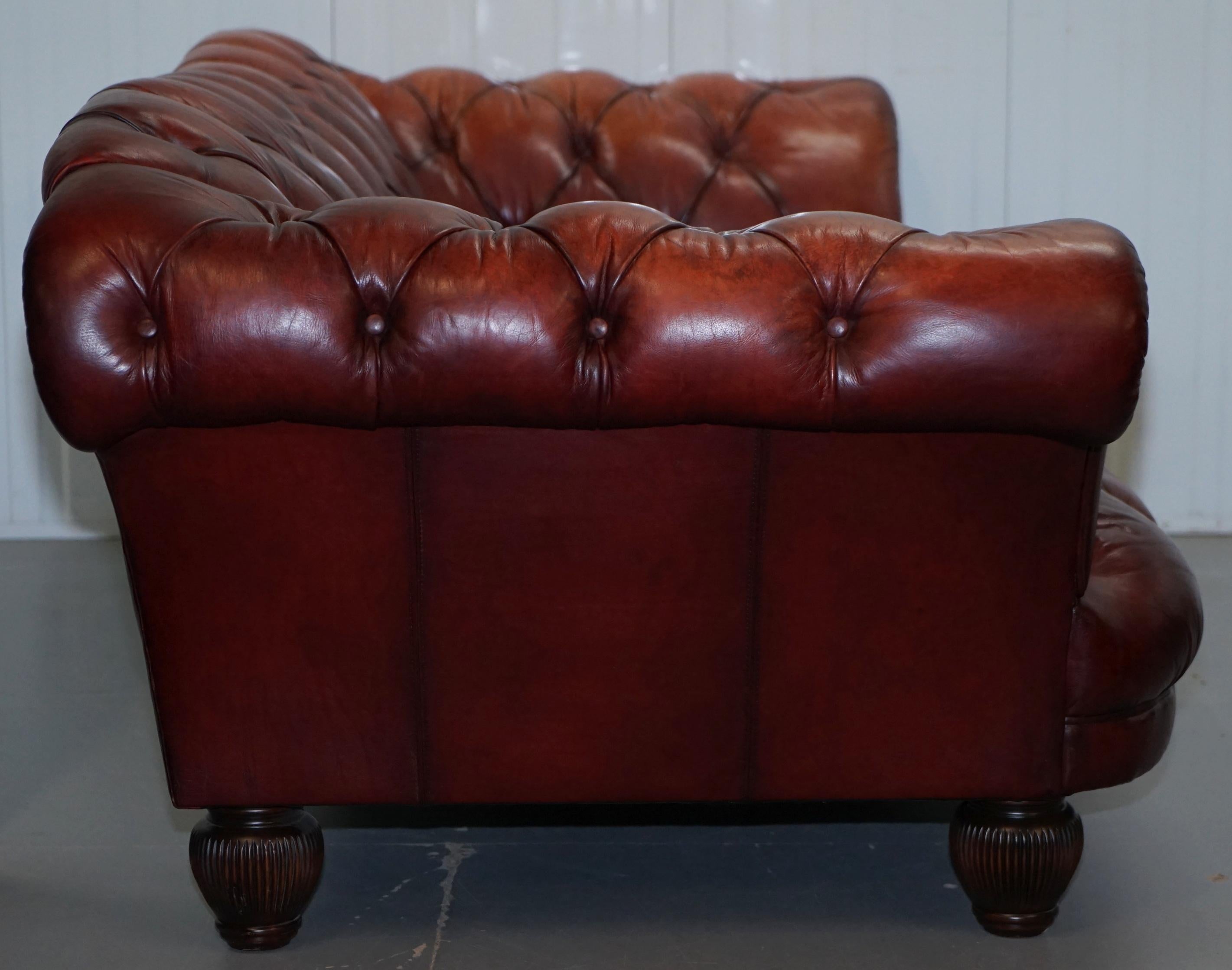 Tetrad Oskar Chesterfield Vintage Brown Leather Sofa Part of a Suite 7