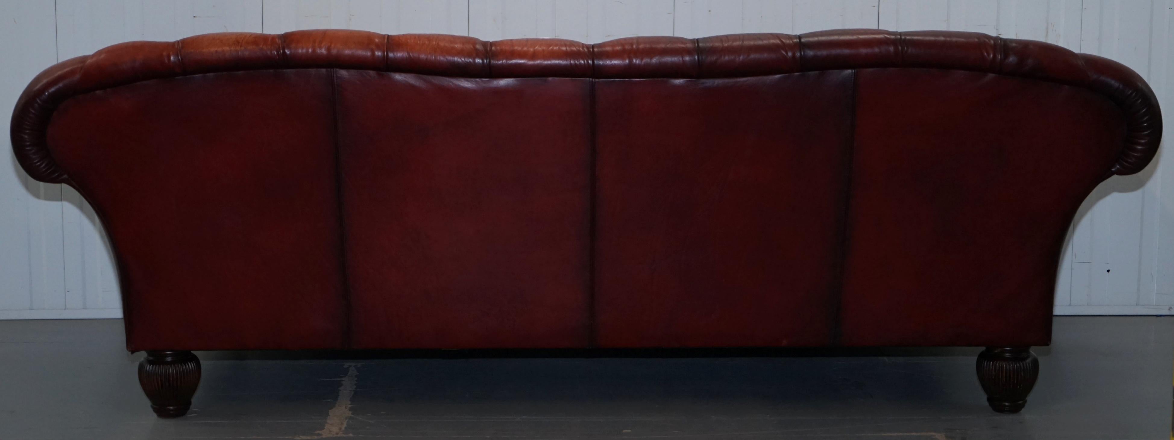 Tetrad Oskar Chesterfield Vintage Brown Leather Sofa Part of a Suite 8