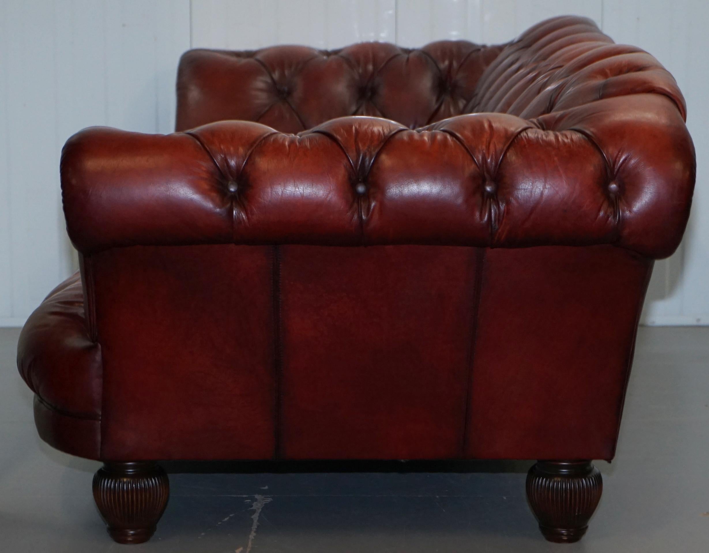 Tetrad Oskar Chesterfield Vintage Brown Leather Sofa Part of a Suite 8