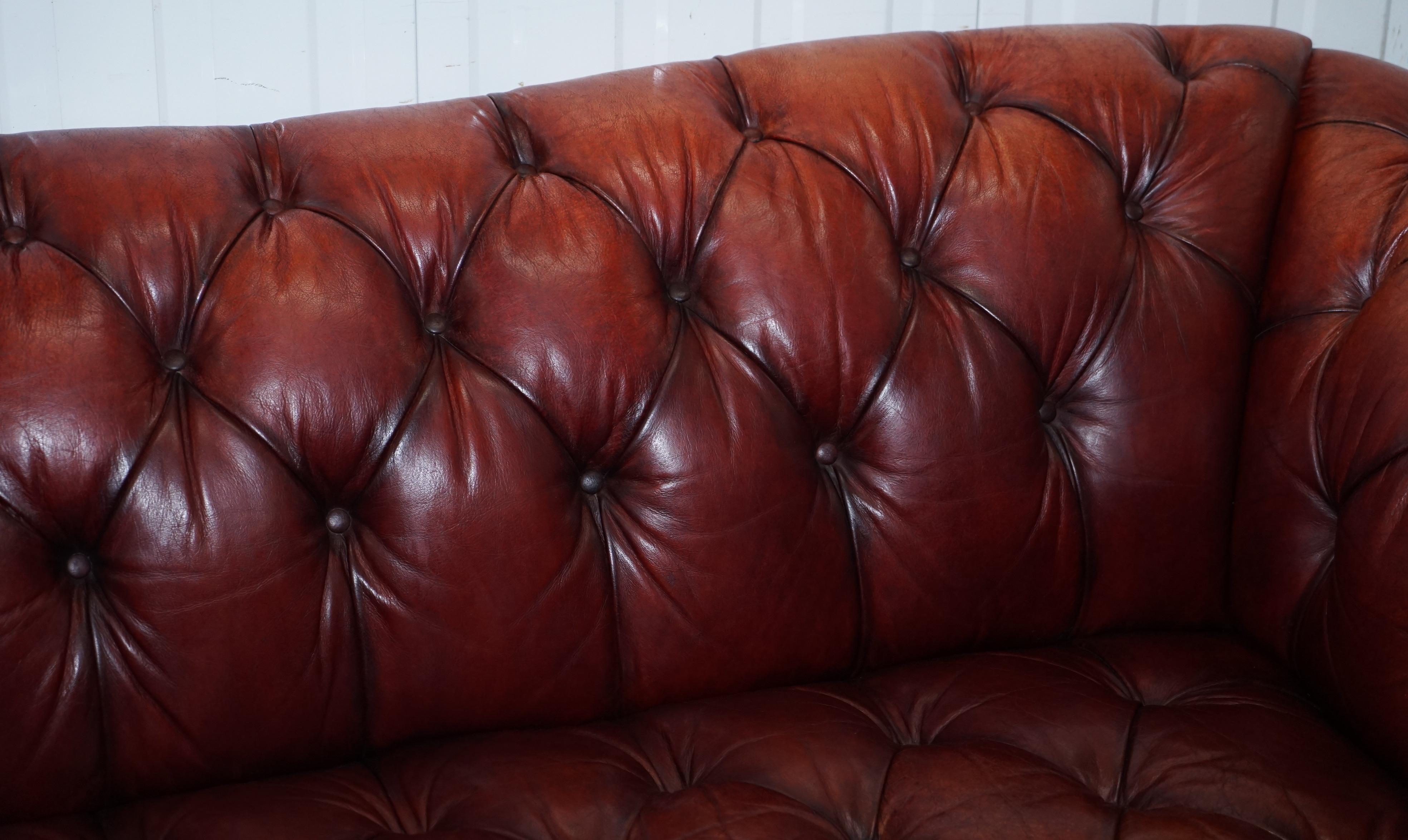 Modern Tetrad Oskar Chesterfield Vintage Brown Leather Sofa Part of a Suite