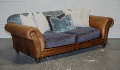 TETRAD WESTWOOD LEATHER & FABRIC THREE TO FOUR SEATER SOFA WITH SCATTER CUSHiONS