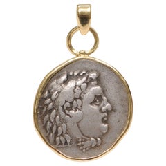 Antique Tetradrachm [coin] Pendant of Hercules & Zeus w/ 18K
