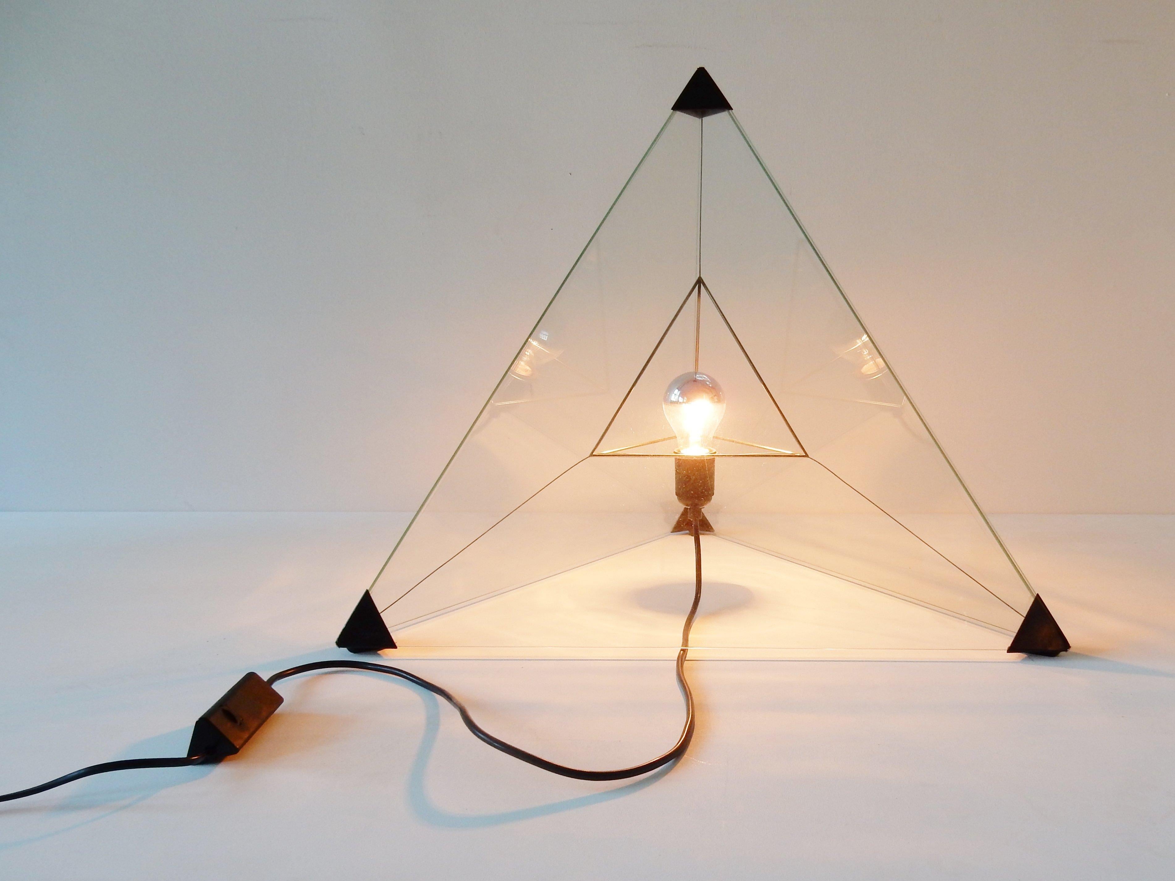 Glass 'Tetrahedron' Table or Floor Lamp, Dutch Design, 1970s For Sale