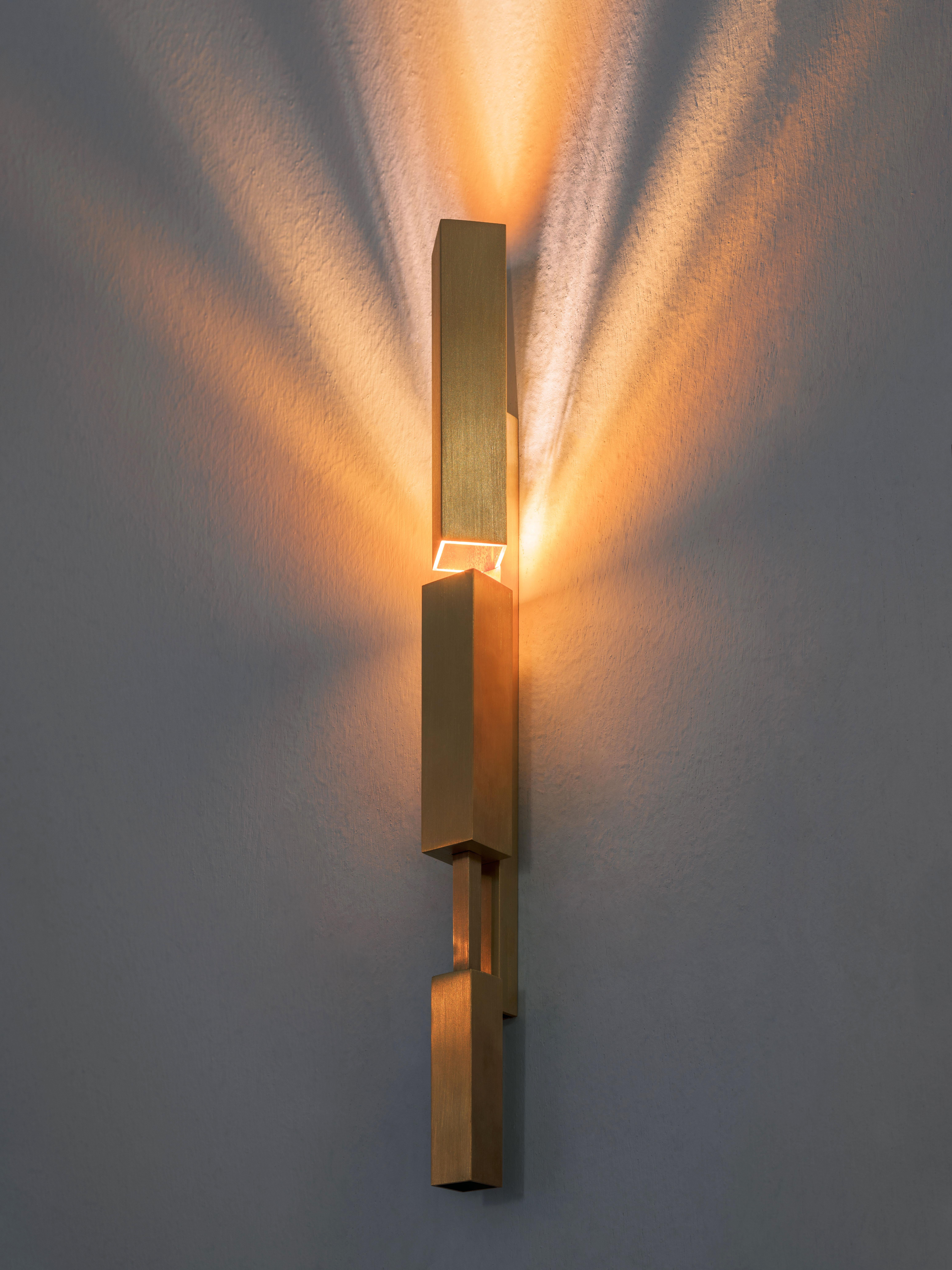 Contemporary Tetra Ray - Solid Brass Wall Light Handmade by Diaphan Studio For Sale