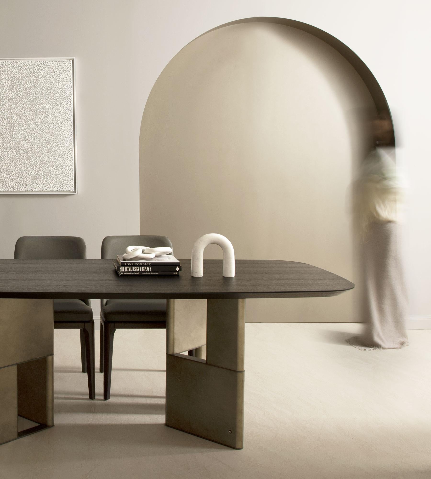 Post-Modern Tetris Laguna Oak and Bronze Dining Table, 10 Seats, by Morica Design For Sale