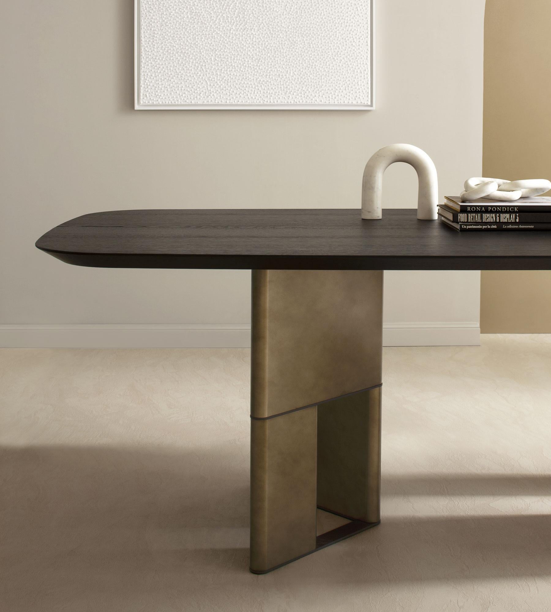Italian Tetris Laguna Oak and Bronze Dining Table, 10 Seats, by Morica Design For Sale
