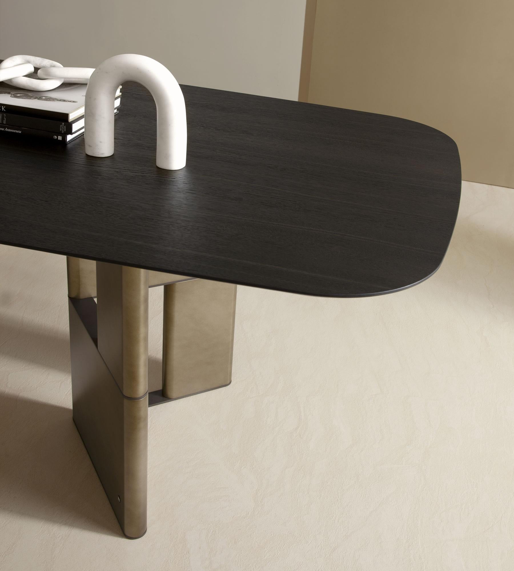 Tetris Laguna Oak and Bronze Dining Table, 10 Seats, by Morica Design In New Condition For Sale In Geneve, CH