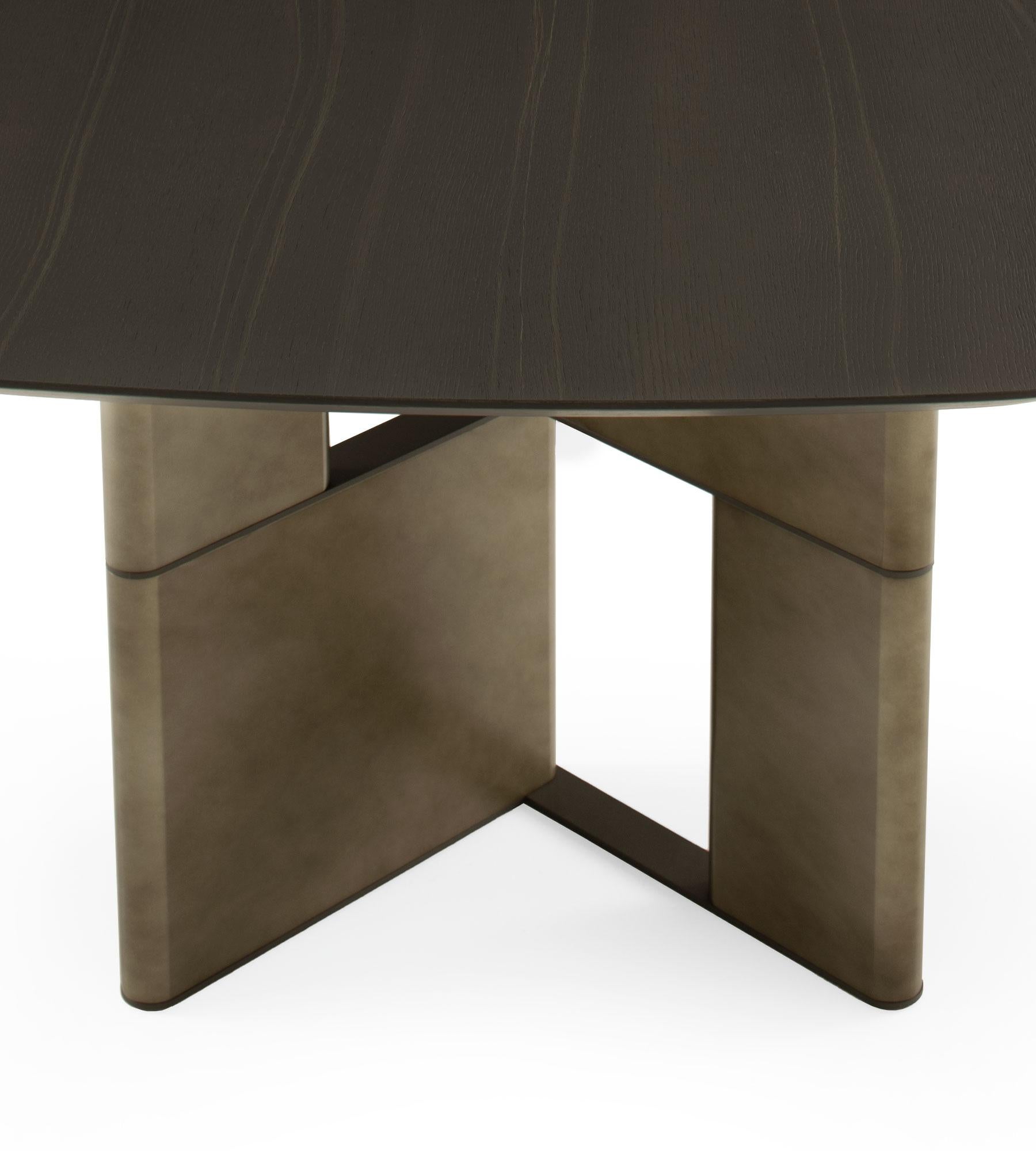 Metal Tetris Laguna Oak and Bronze Dining Table, 10 Seats, by Morica Design For Sale