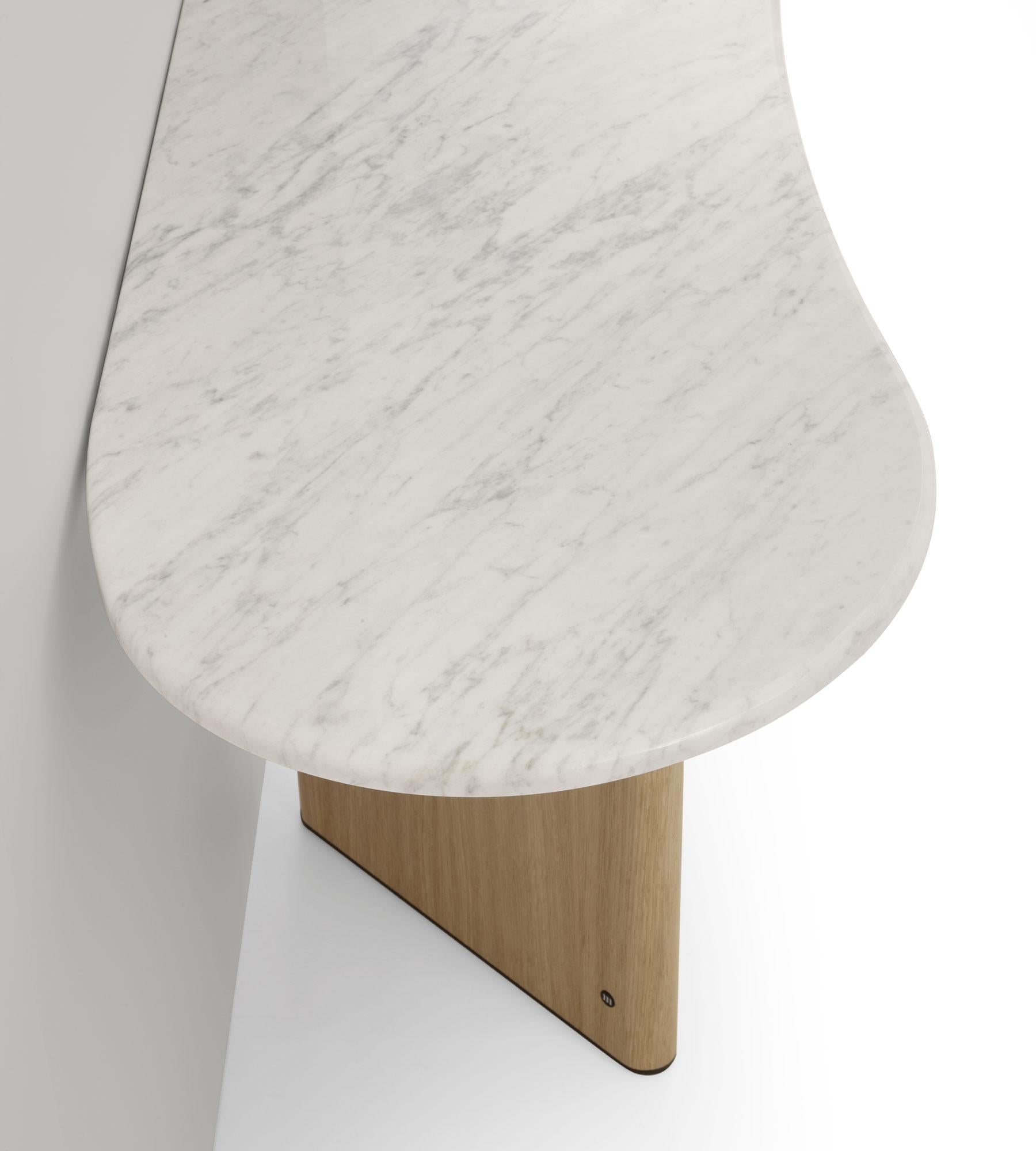 Italian Tetris Oak and Marble Console by Morica Design For Sale