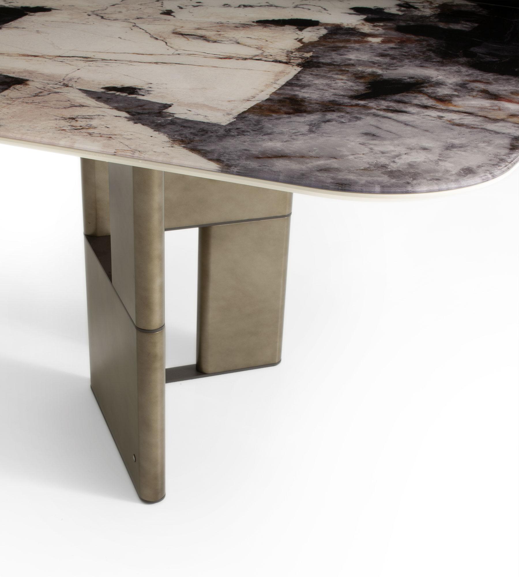 Métal Table de salle à manger Tetris Patagonia en verre et bronze, 10 places, par Morica Design en vente