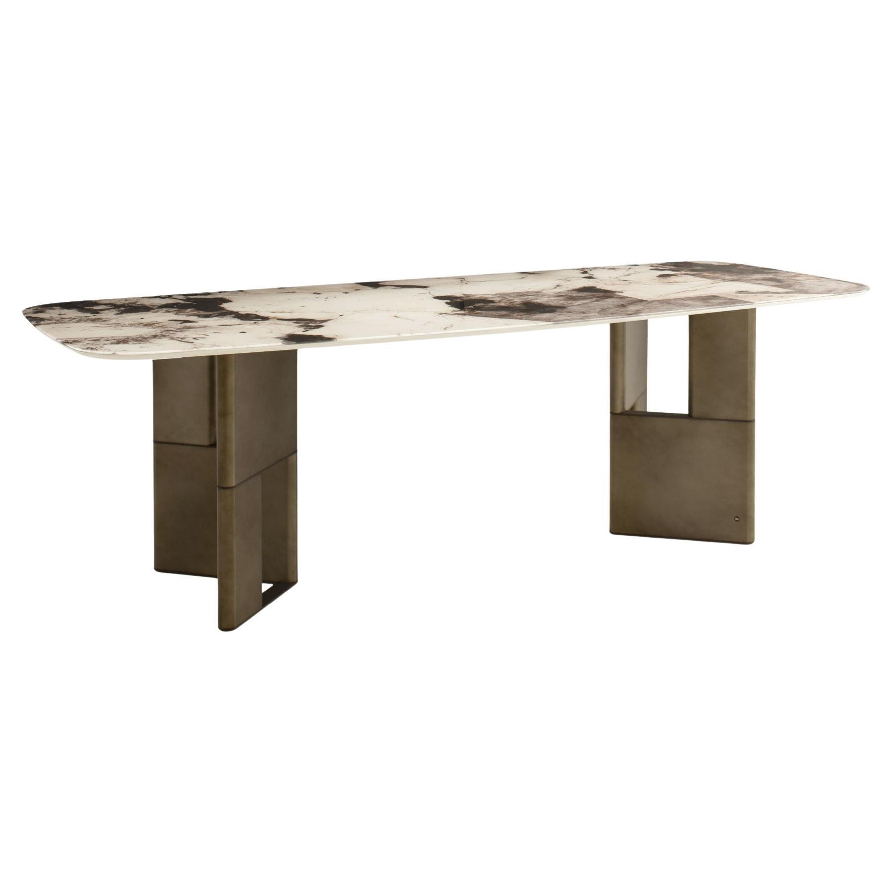 Tetris Patagonia-Esstisch aus Glas und Bronze, 10 Stühle, von Morica Design
