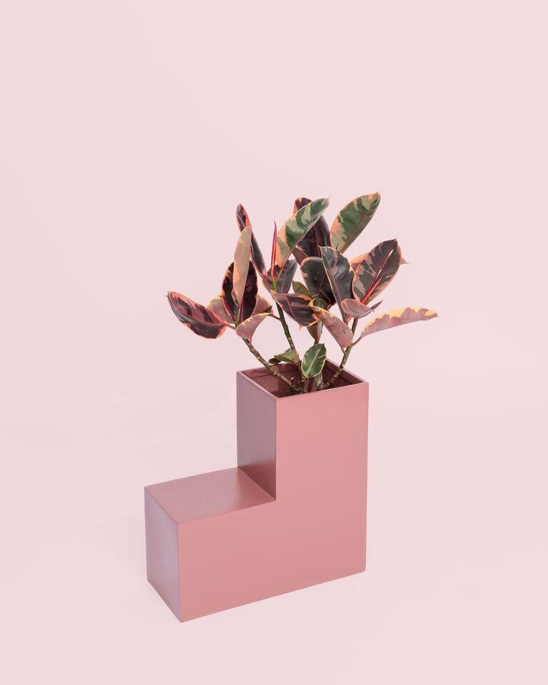 Tetris-Pflanzgefäß, rosa Blumentöpfe aus Glasfaser (Moderne) im Angebot