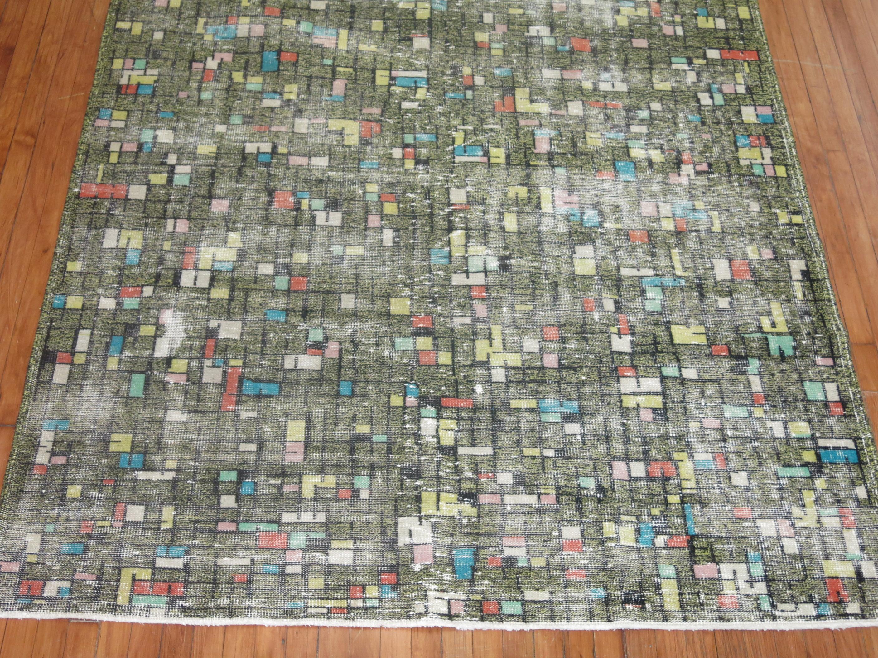 Tetris Turkish Deco Zeki Muren Rug In Good Condition For Sale In New York, NY