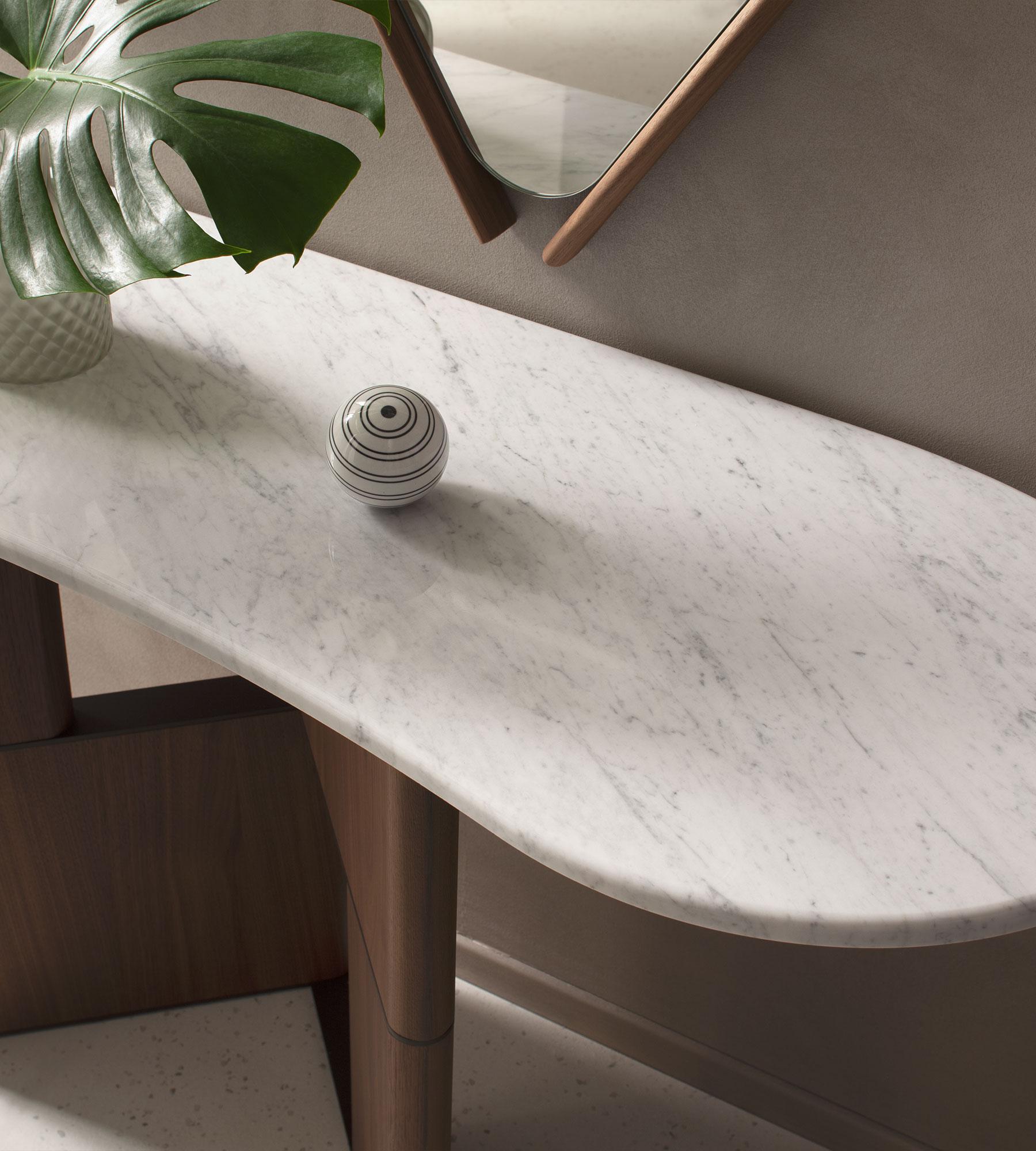 Post-Modern Tetris Walnut and Marble Console by Morica Design For Sale