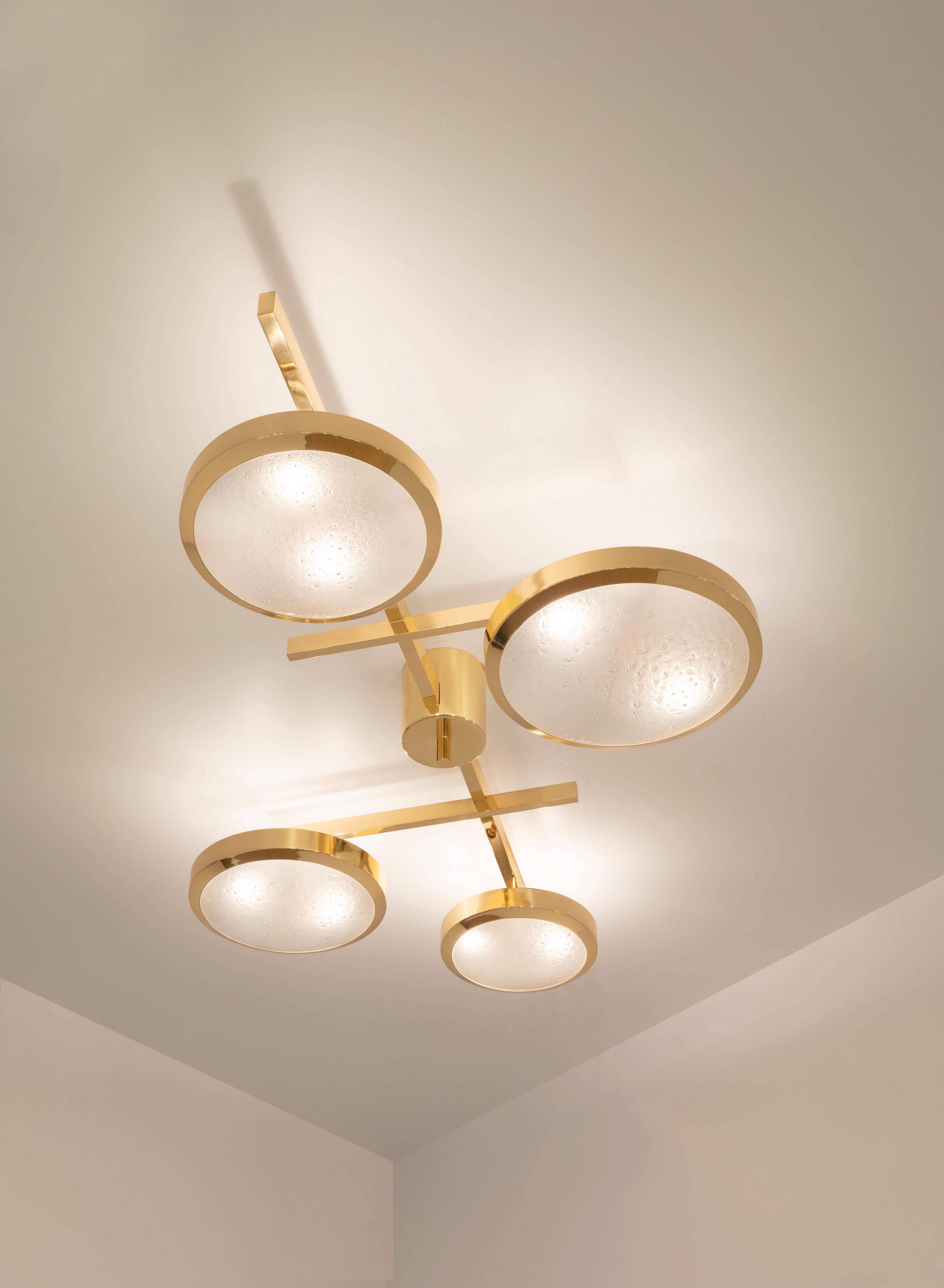 Italian Tetrix Ceiling Light by Gaspare Asaro-Polished Brass Finish For Sale