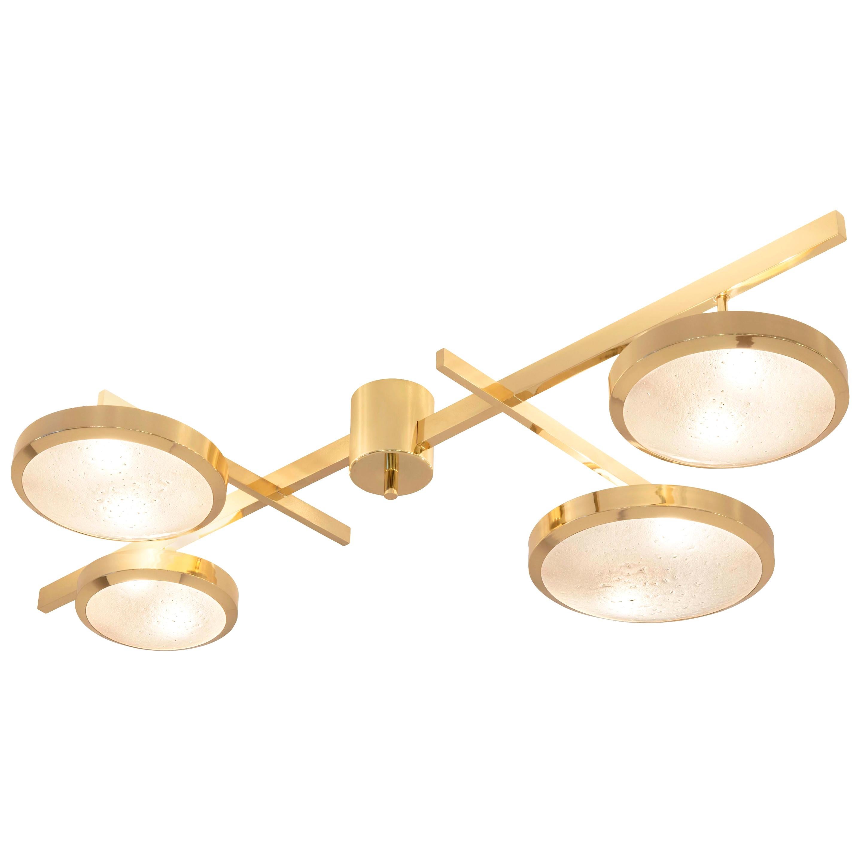 Tetrix Ceiling Light by Gaspare Asaro-Polished Brass Finish For Sale