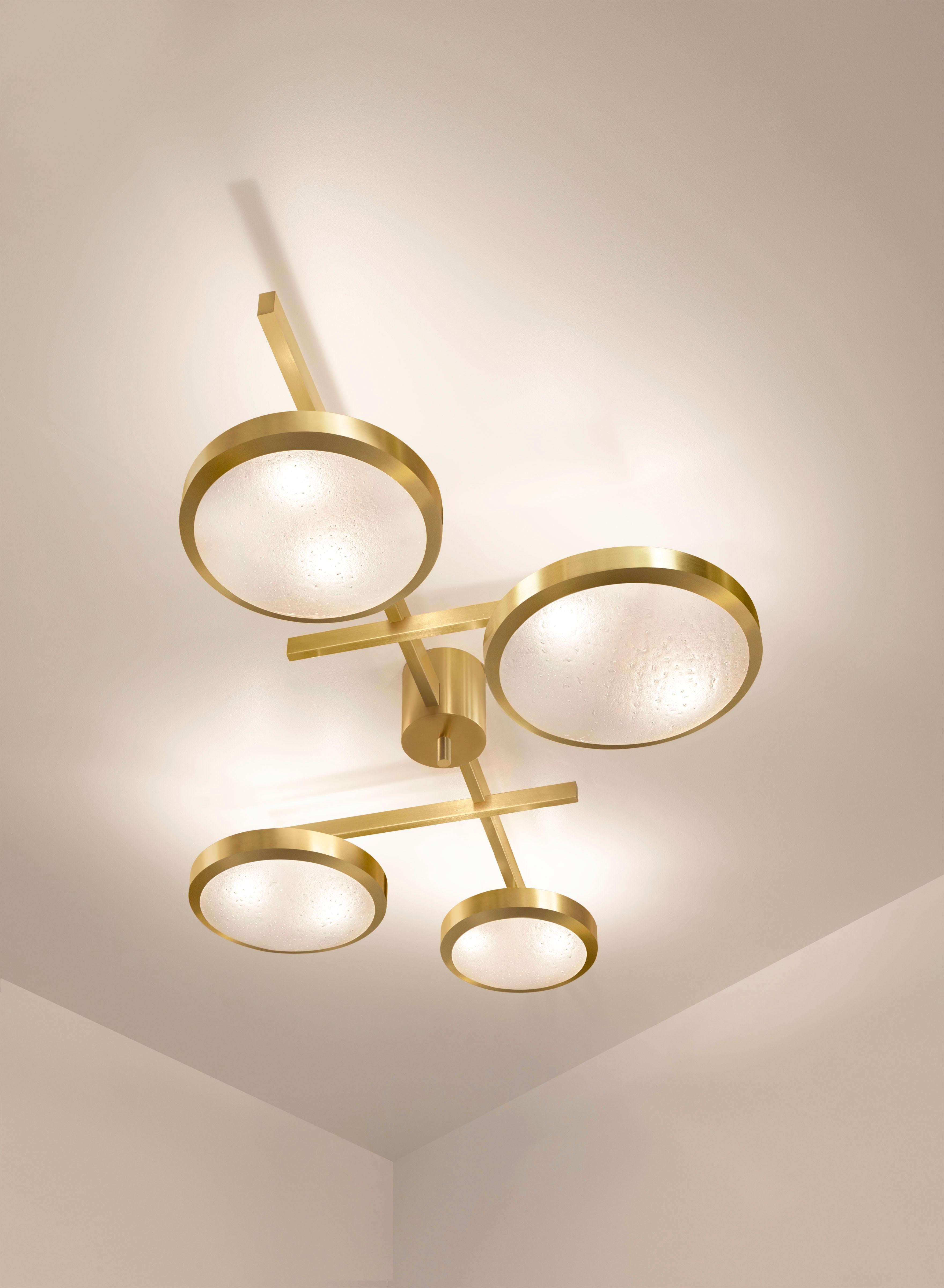 Modern Tetrix Ceiling Light by Gaspare Asaro-Satin Brass Finish For Sale