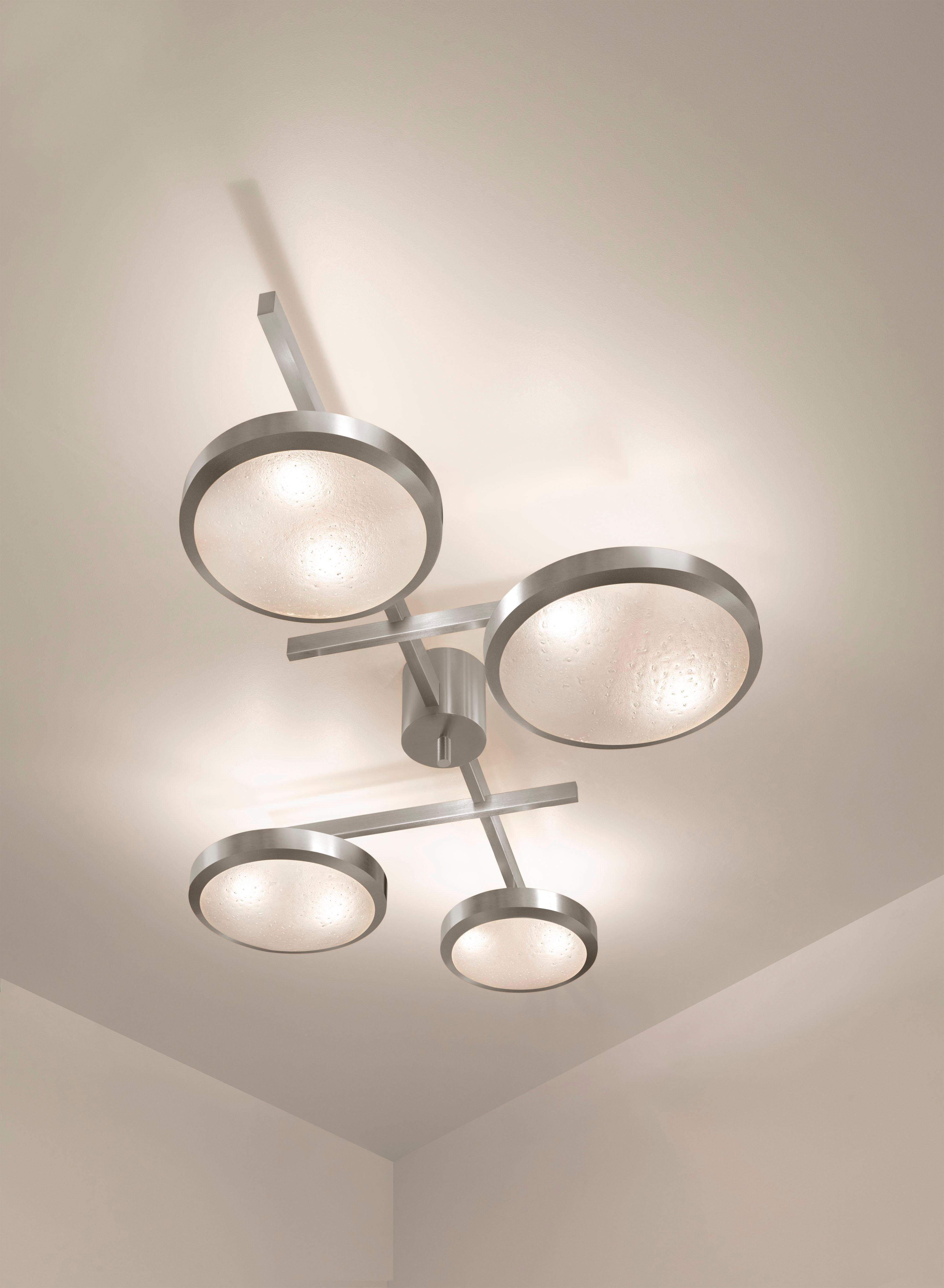 Modern Tetrix Ceiling Light by Gaspare Asaro- Satin Nickel Finish For Sale