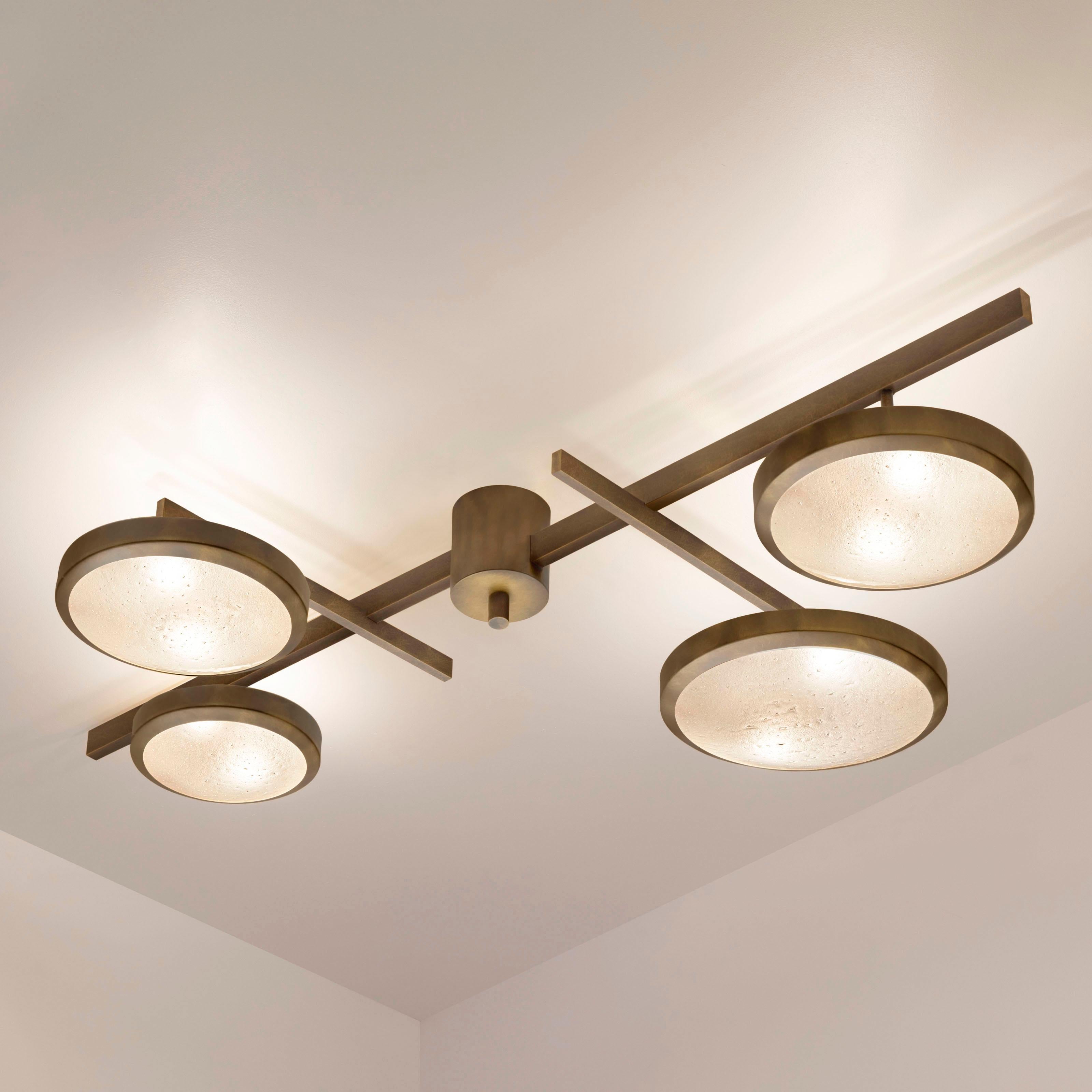 Brass Tetrix Ceiling Light by Gaspare Asaro - Satin Nickel Finish For Sale