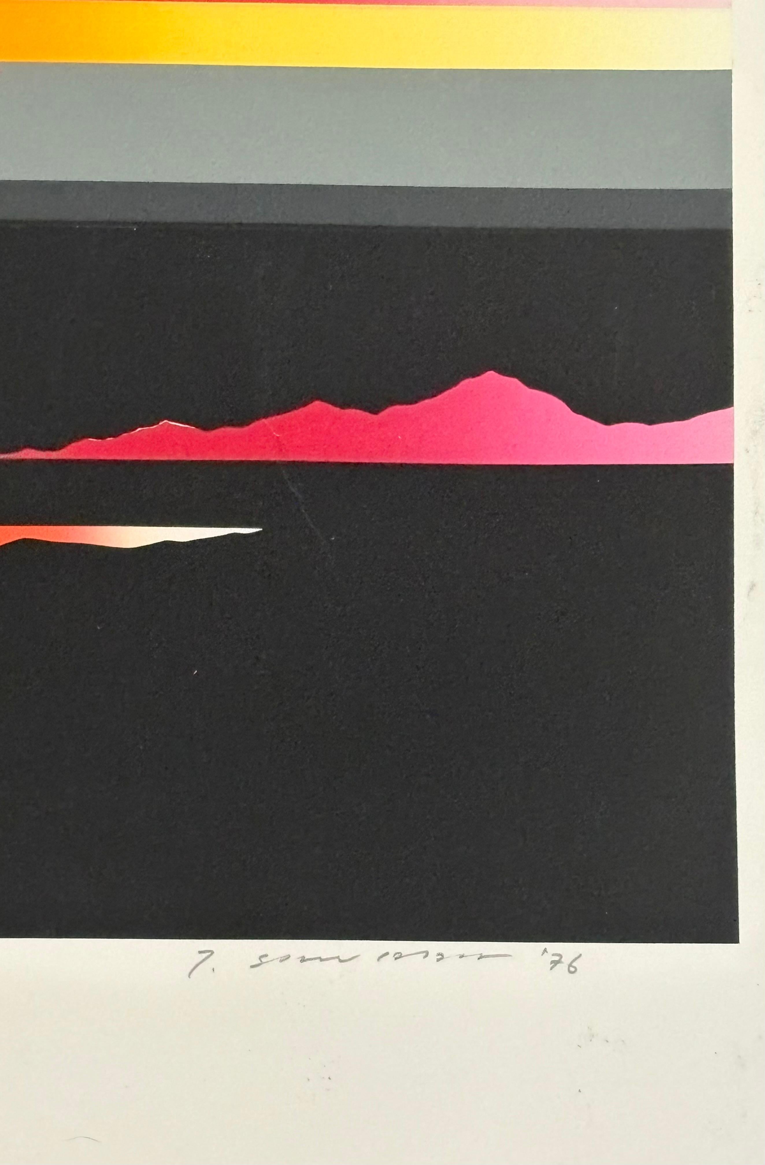 Tetsuro Sawada (Japonais, 1935-1998) Sérigraphie sans titre signée, datée '76 et éditée 28/60 au crayon dans la marge inférieure. En bon état mesure 34x22