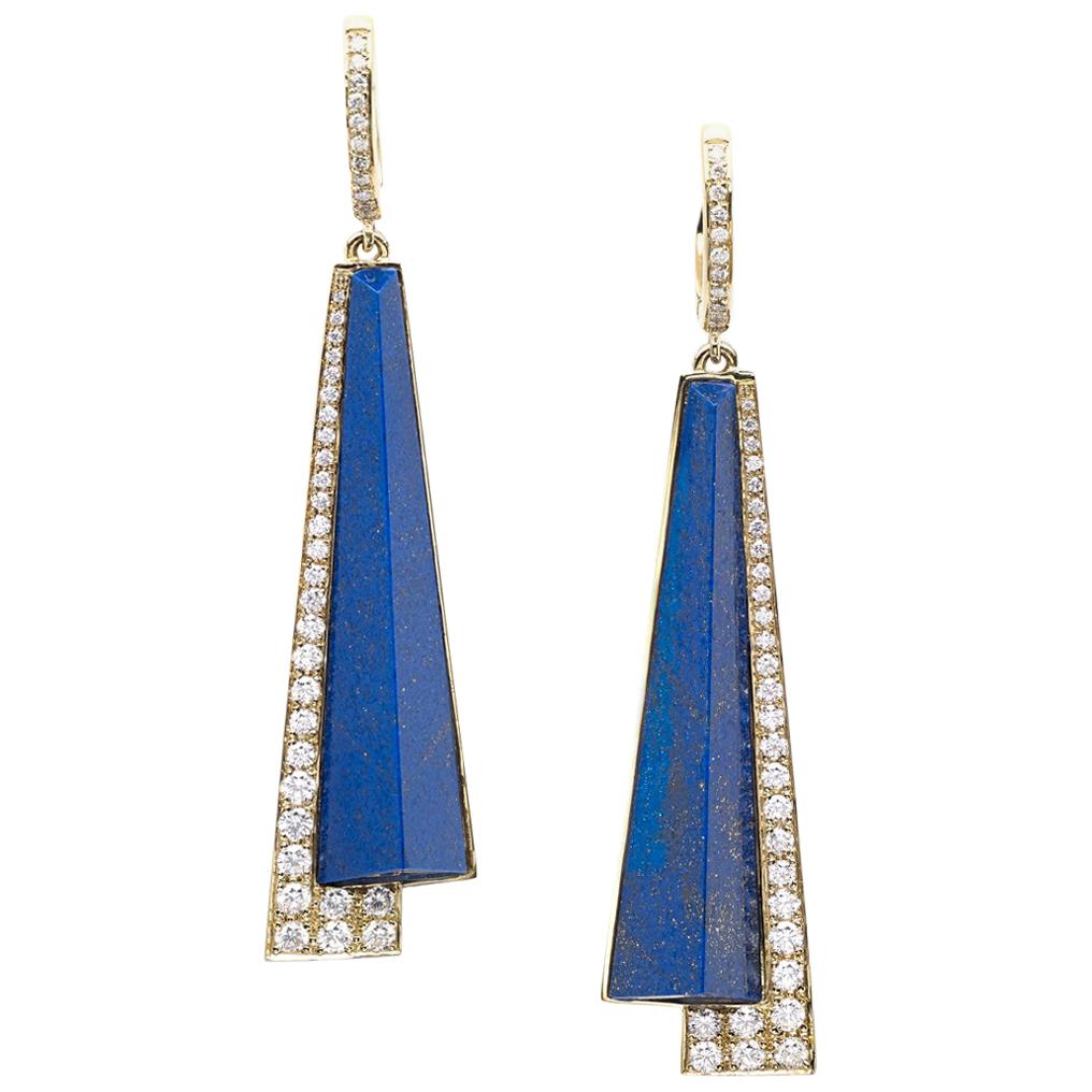 Tetti Di Firenze Lapis Lazuli and Diamonds Earrings For Sale