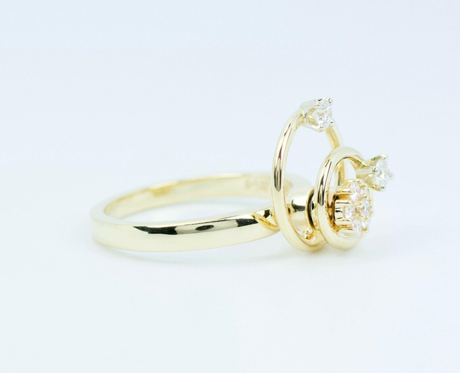 Teufel 14 Karat Gelbgold Rund Weiß Diamant Double Motion Ring (Rundschliff)