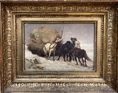 "Winter Scene with Horses and Cart"