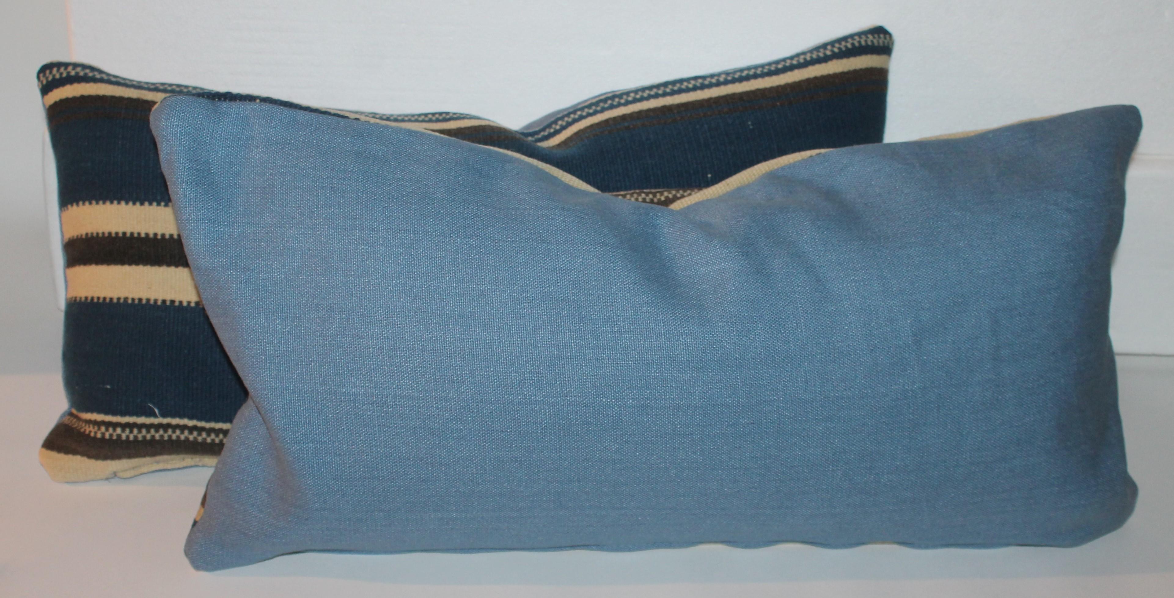 Hand-Crafted Tex Coco Mexican Indian Weaving Bolster Pillows, Pair For Sale
