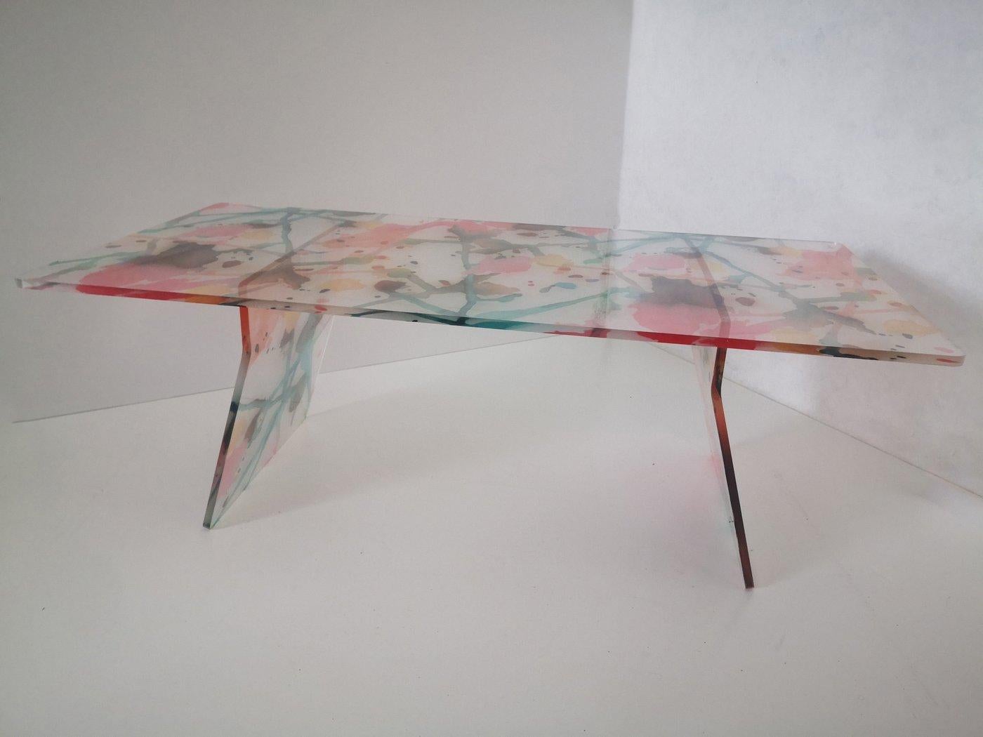 Italian Tex Coffee Table Made in Acrylic Red Design Roberto Giacomucci in 2023 For Sale