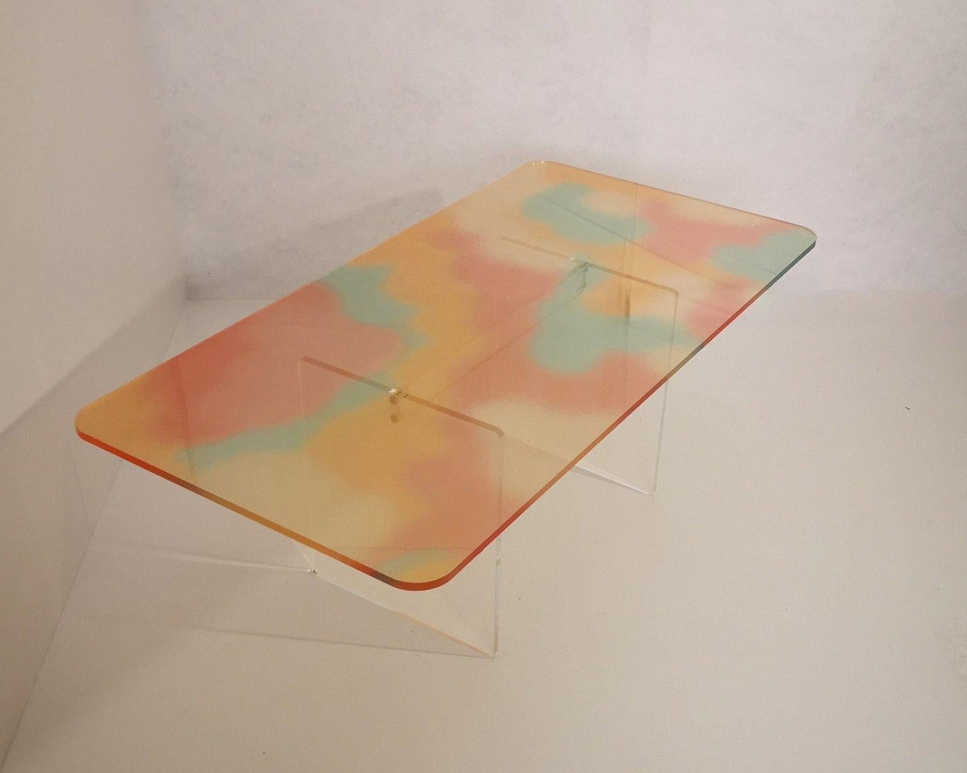 Italian Tex Coffee Table Made in Acrylic Red Design Roberto Giacomucci in 2023 For Sale