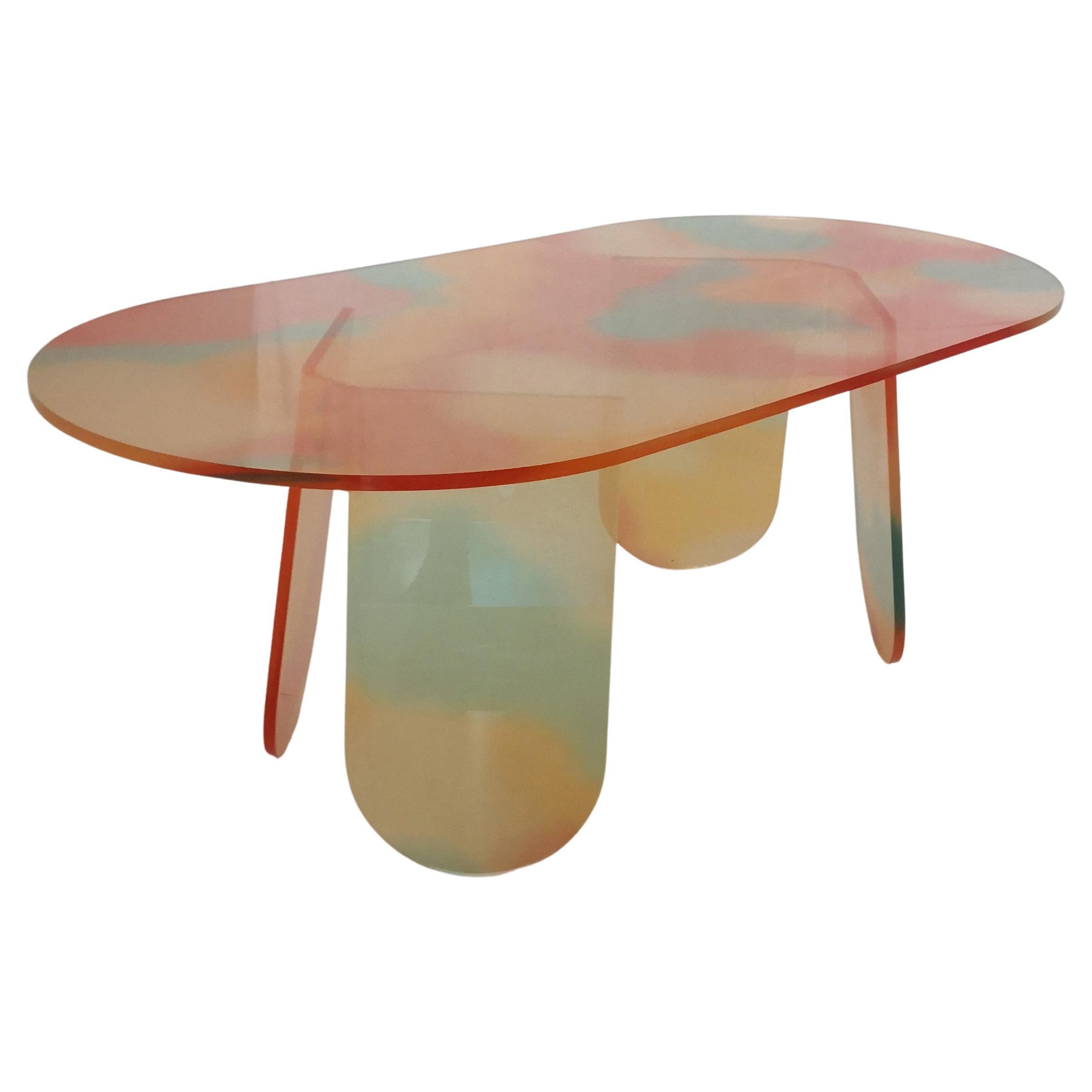 Table basse Tex fabriquée en acrylique rouge au design Roberto Giacomucci en 2023 en vente