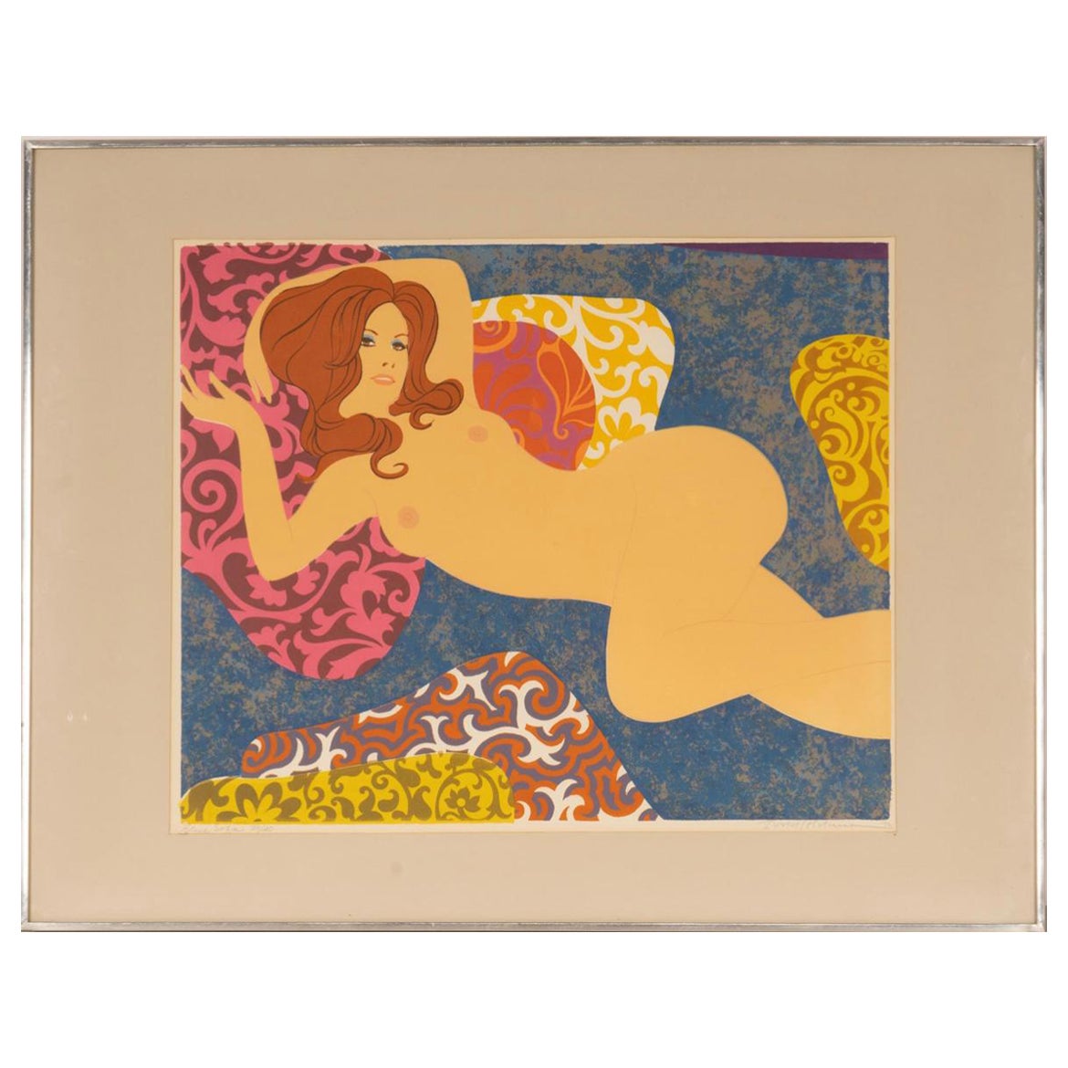 Texan Artist David Hickman "Blue Sofa", Signed and Numbered Serigraph, No. 39/40