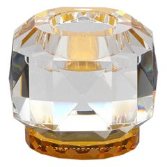 Lampe en T en cristal ambré du Texas, cristal contemporain sculpté à la main