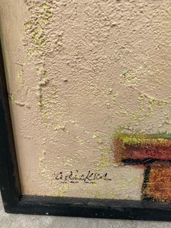 Texas Artist David Pryor Adickes, Floral Still Life / Mixed Media on Board