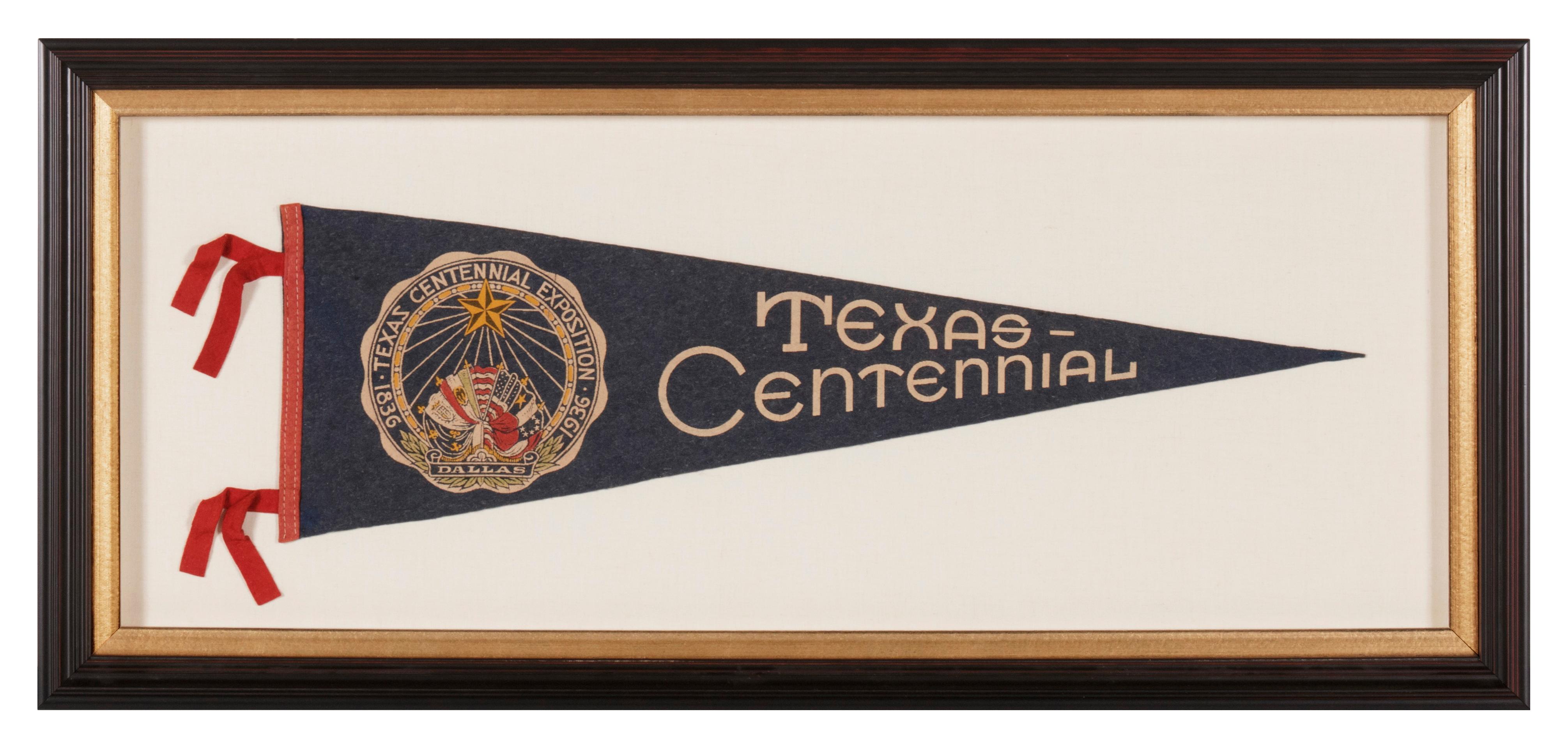 Texas Centennial Exposition Pennant, ca 1936 In Good Condition For Sale In York County, PA