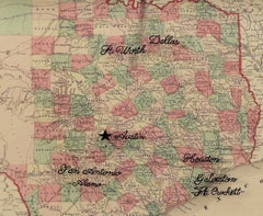 Texas Civil War Map, circa 1863