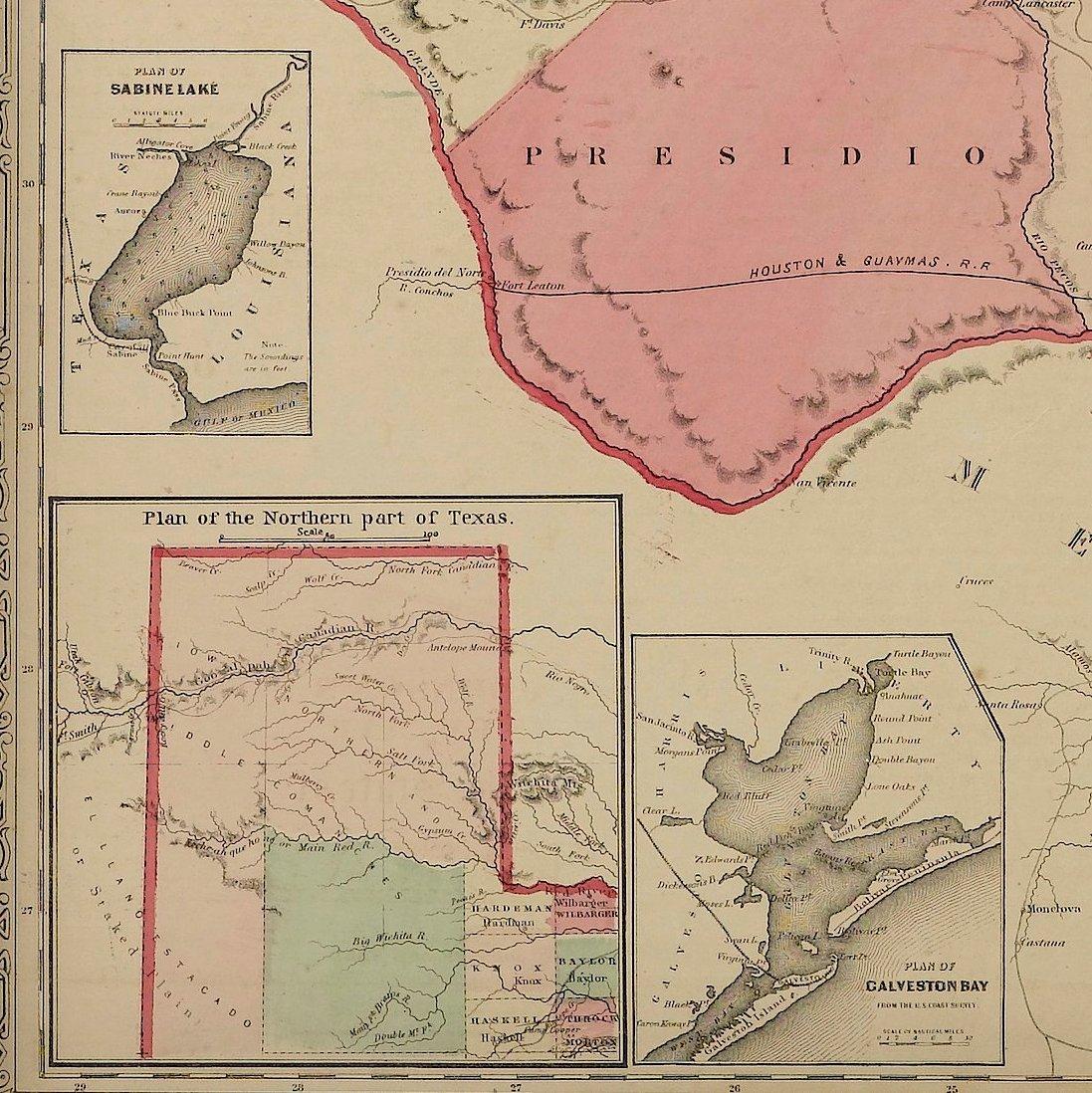 American Texas Civil War Map, circa 1863