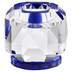 Lámpara en T de cristal cobalto de Texas, cristal contemporáneo esculpido a mano