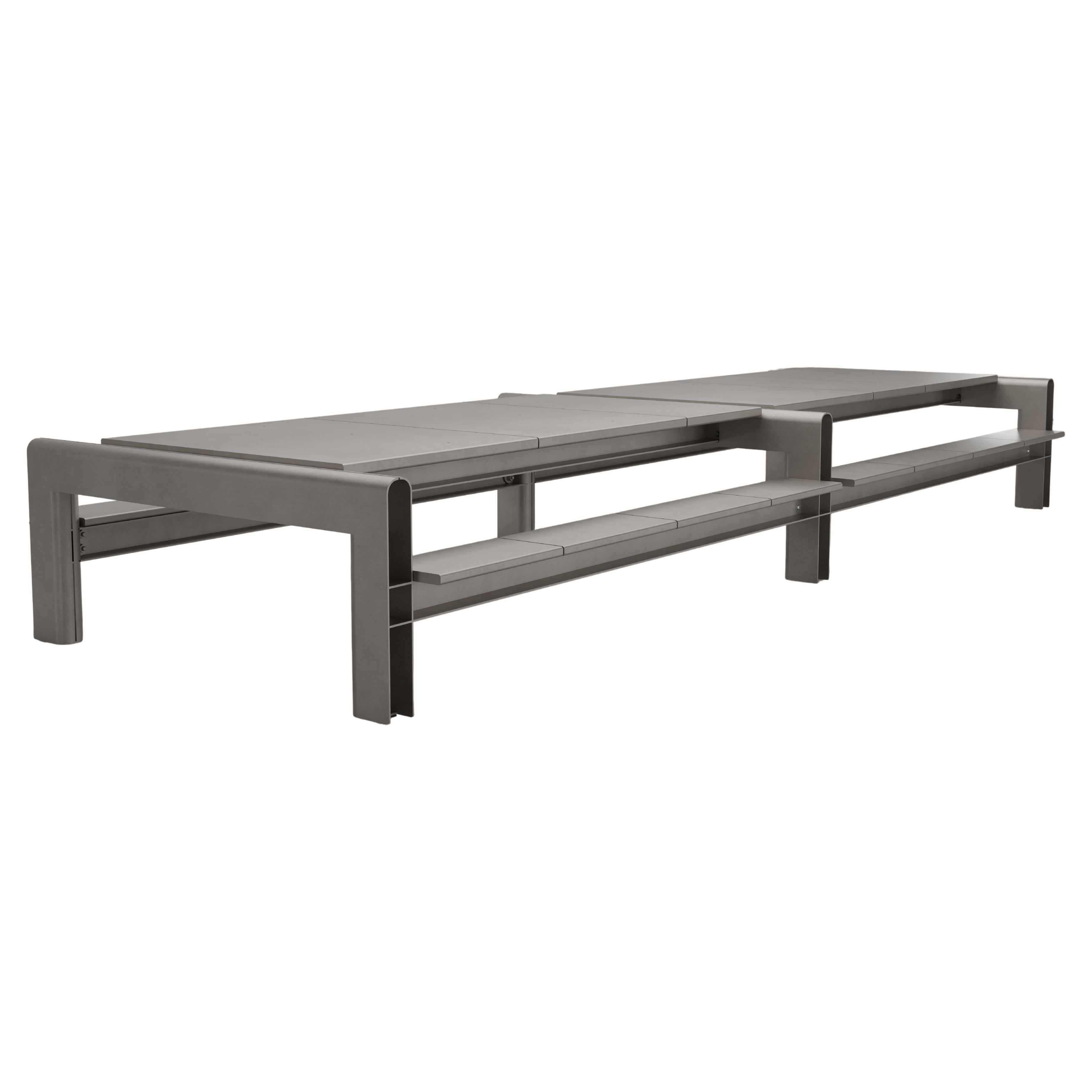 Texas Dining Table in Bead-blaster and waxed Aluminum by Jonathan Nesci For Sale