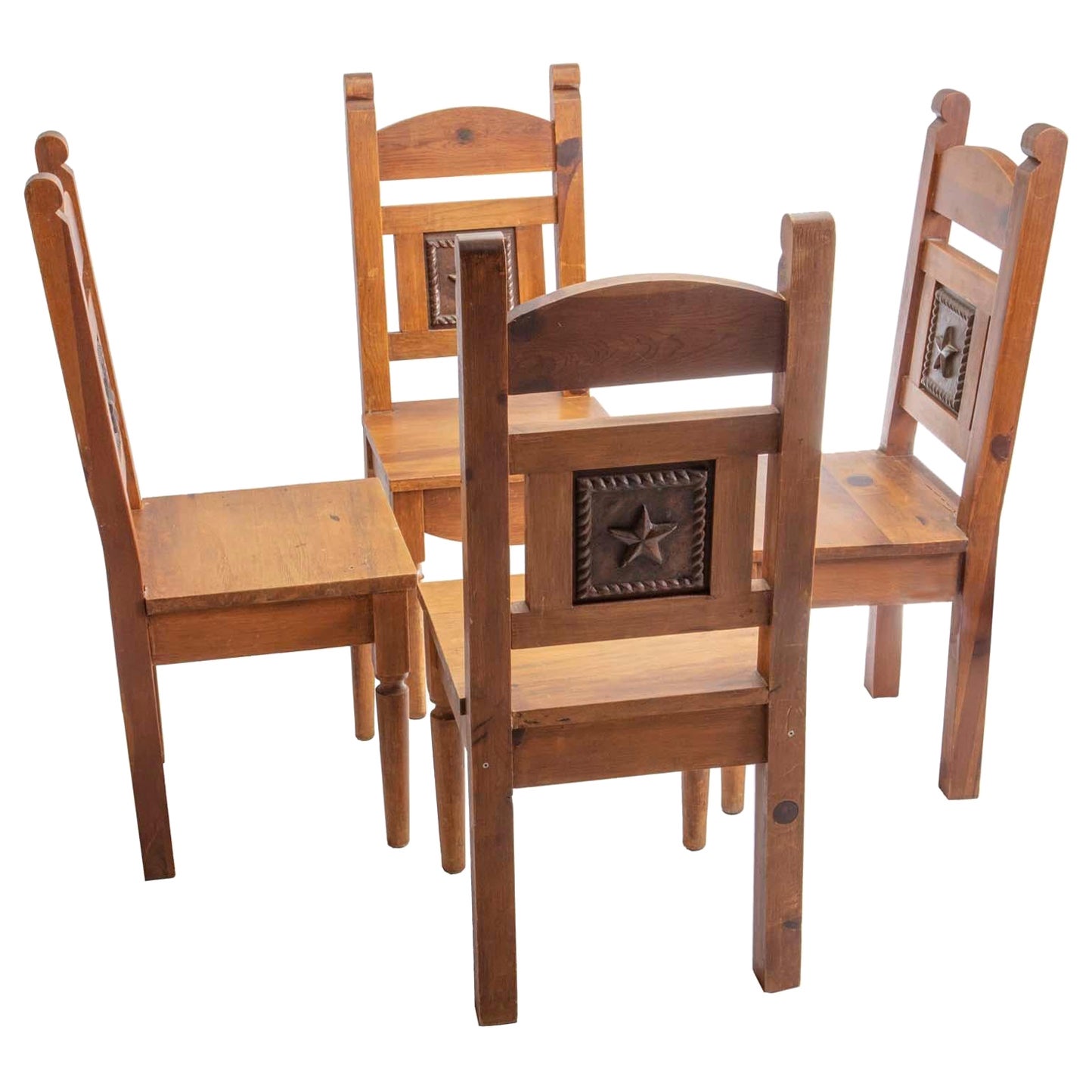 Texas Hold 'em Table with Copper Embossed Lone Star Chairs For Sale